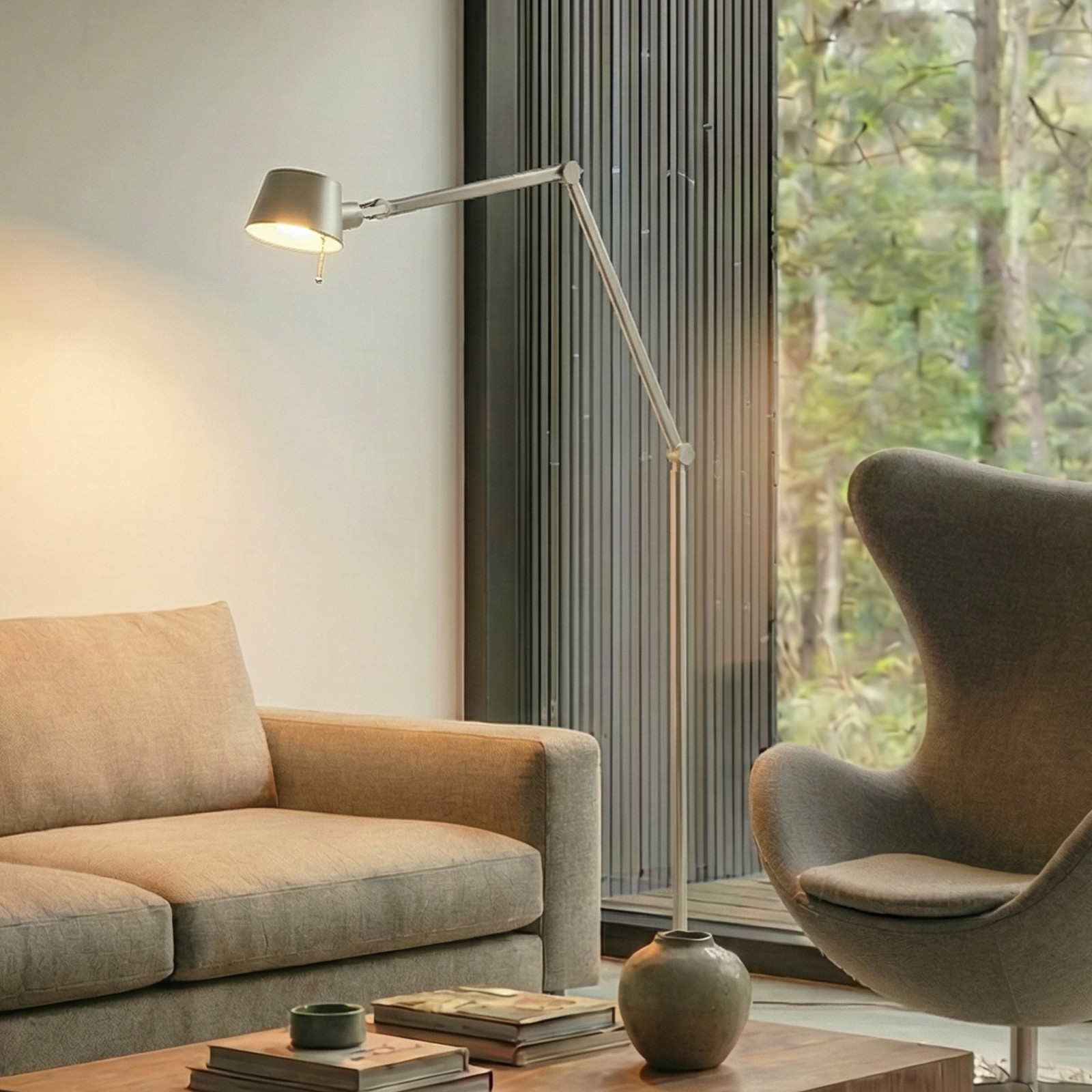 Lampadar Lucande Silka 216 cm nichel satinat reglabilă - Studiu / Birou - Modern - Metal