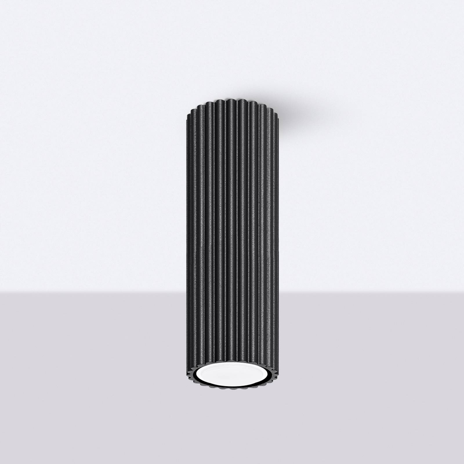 Lampa sufitowa Carbon, czarna, wysokość 20 cm, aluminium