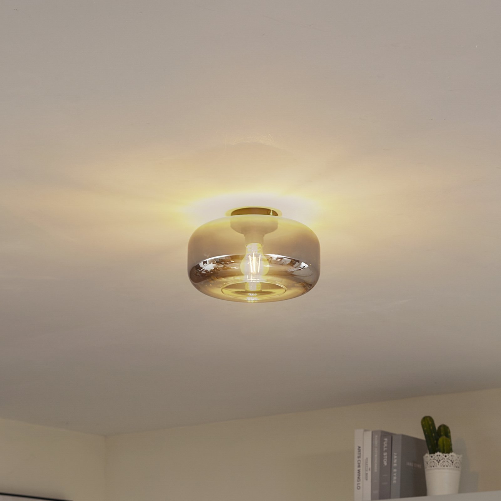 Hildur Deckenleuchte rauchgrau Ø 28,5 cm Glas - Lindby