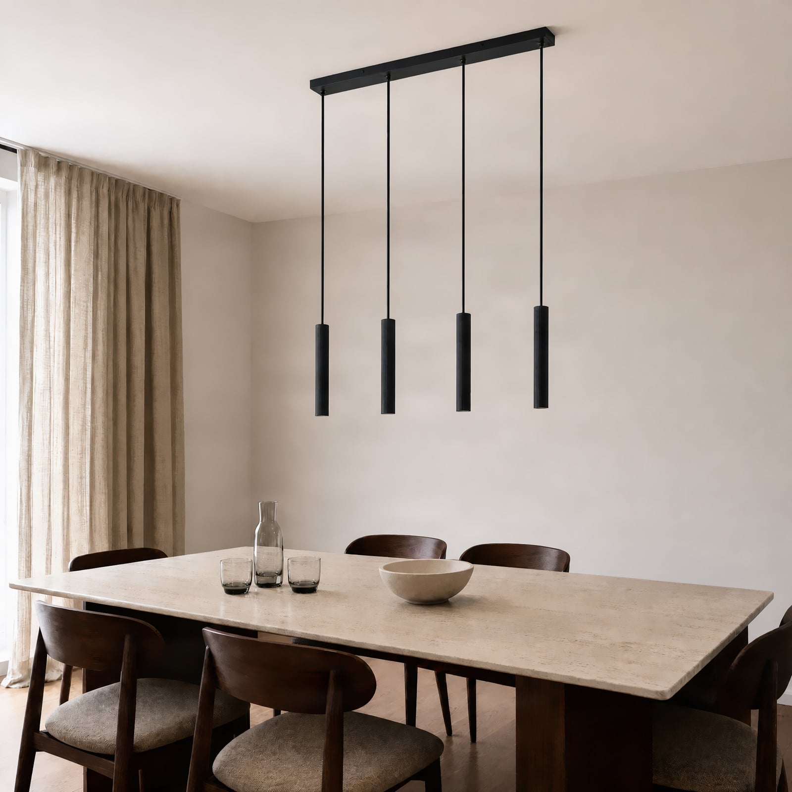 Lindby hanglamp Kardis, 4-lamps, antraciet, lengte 70 cm
