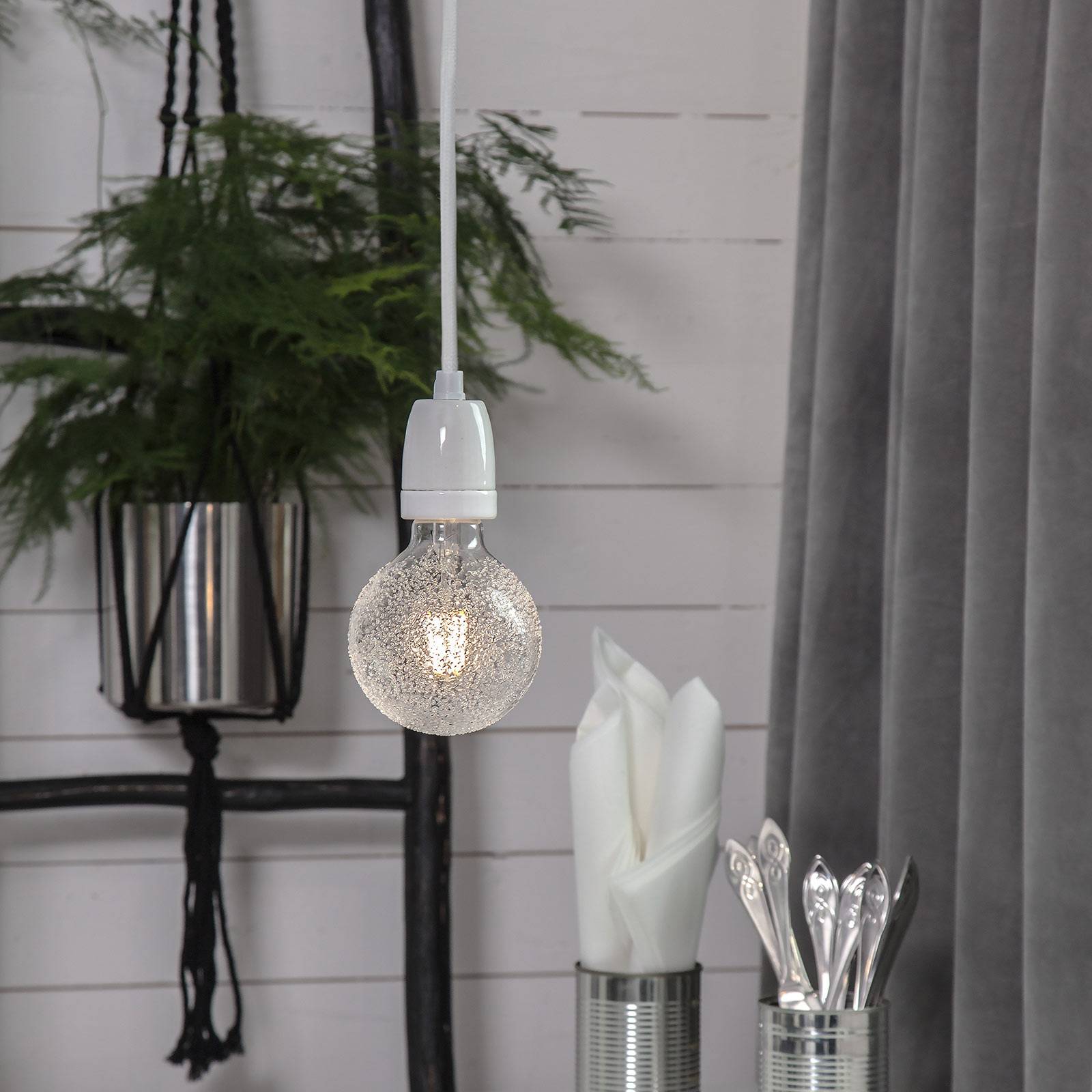 Star Trading Glaze E27 socket with cable, white - Hanging Light