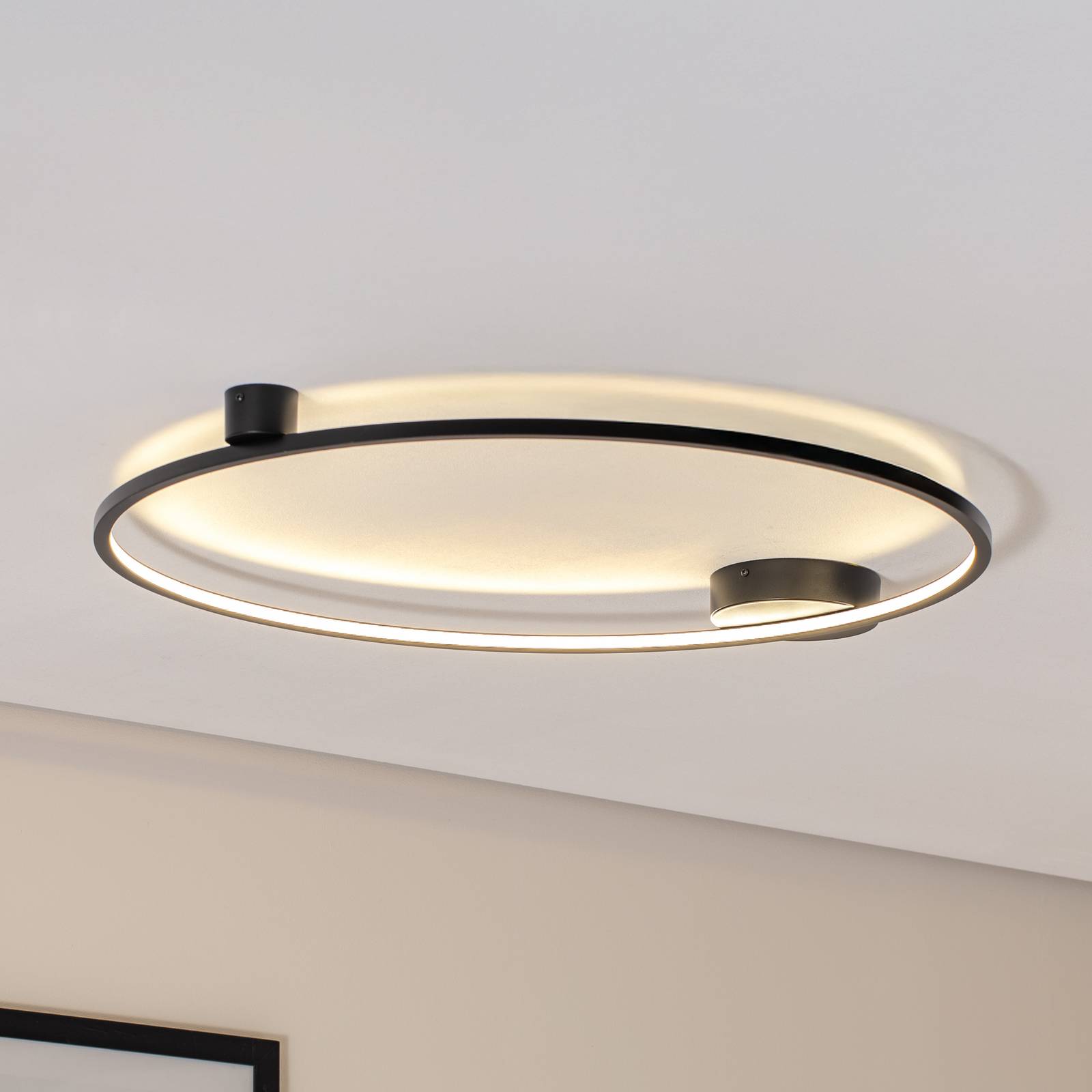LED-Deckenleuchte Saturno, schwarz, Ø 80 cm, Metall, 4.000 K günstig online kaufen