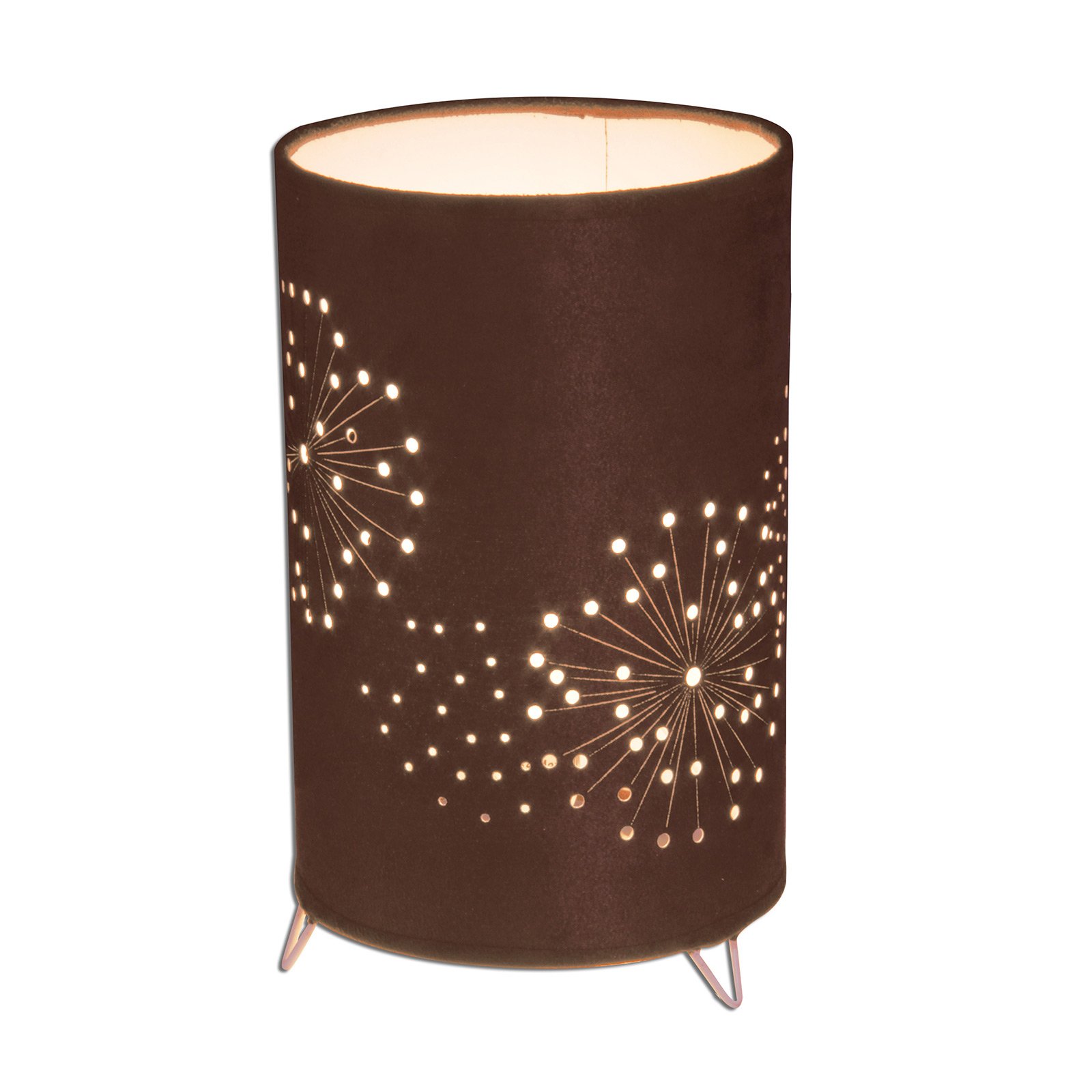 Lámpara de mesa Aurona de tela marrón