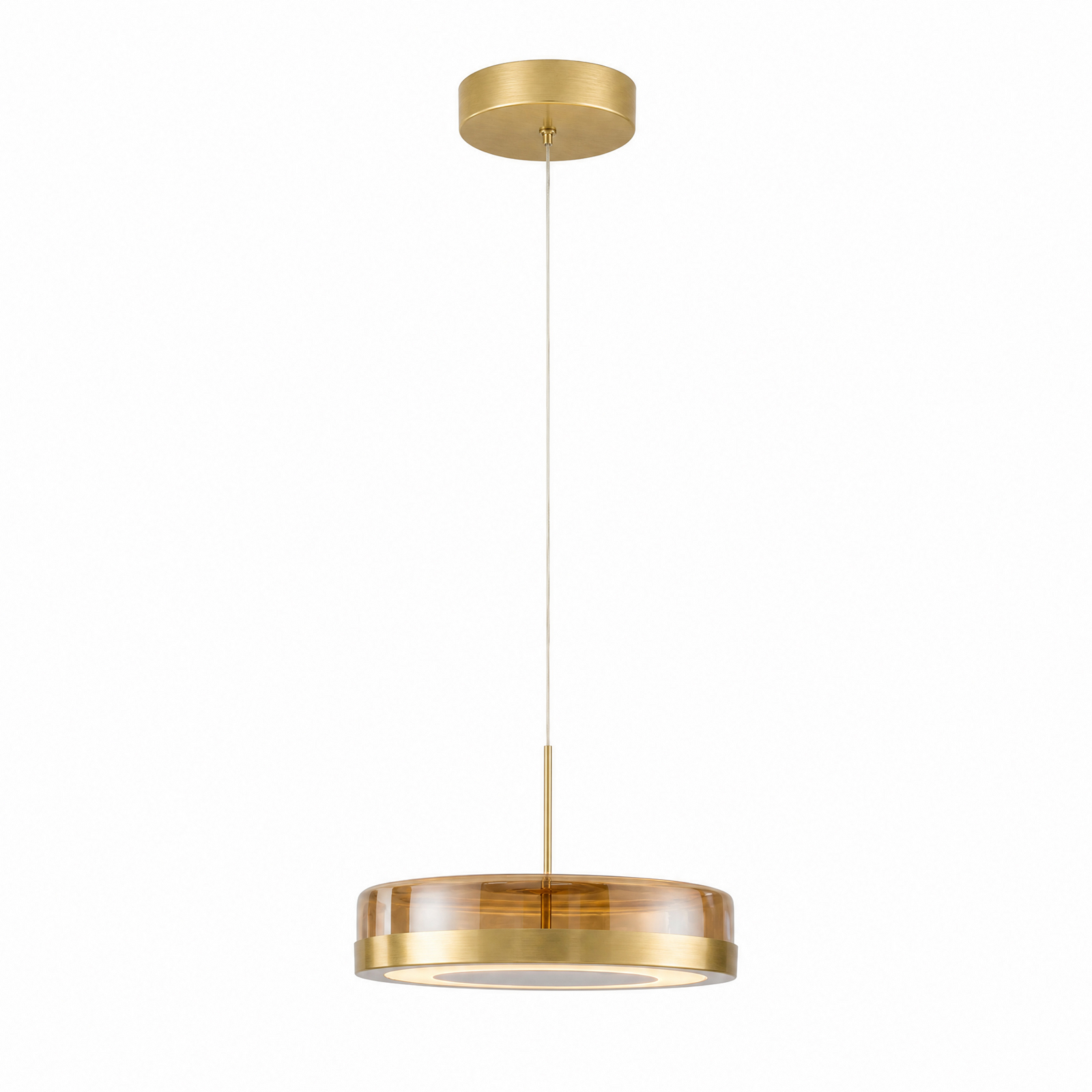 Lucande LED-Hängelampe La Latta, 1-flg., Ø30cm, messing Glas