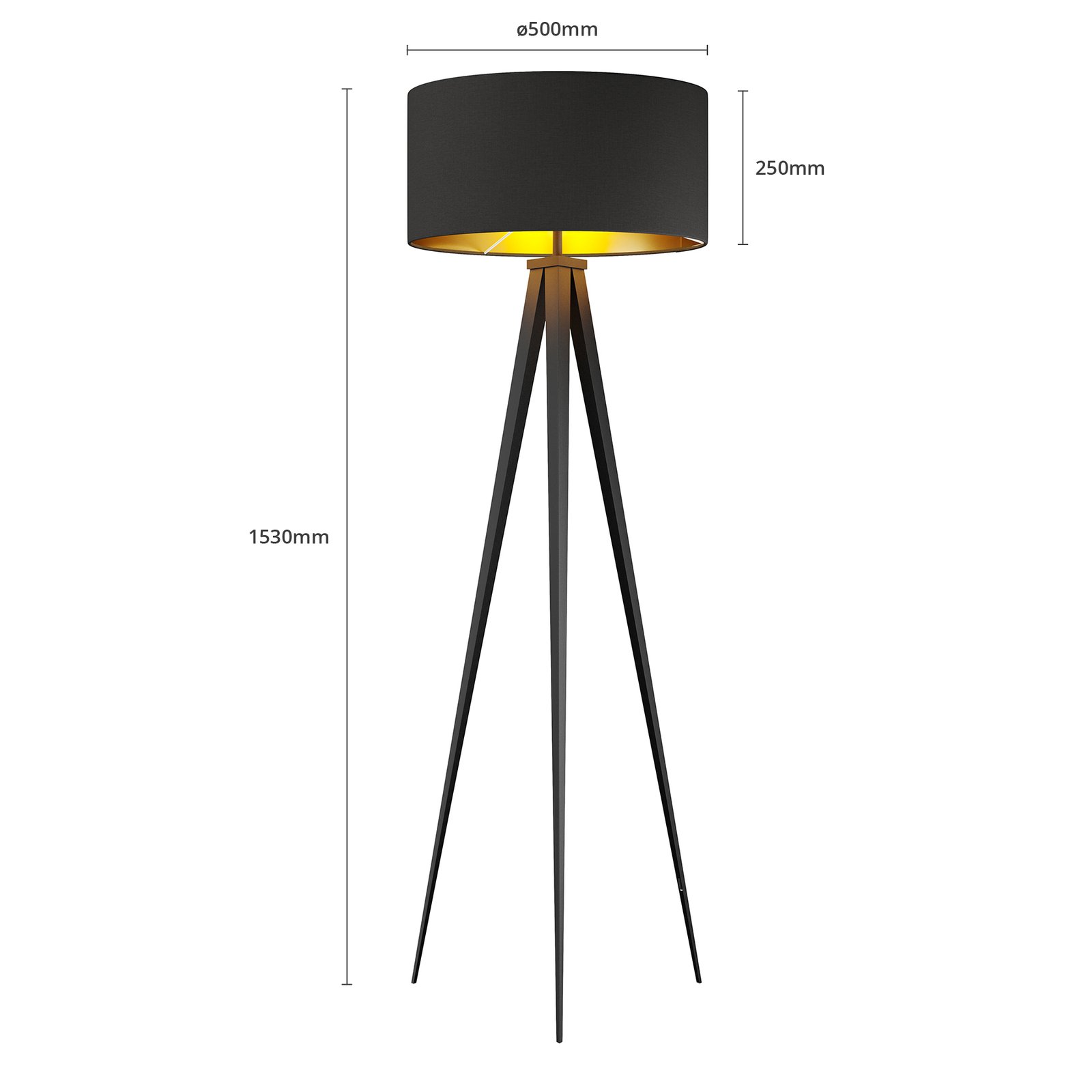Benik Lampa Podłogowa Black/Gold - Lindby