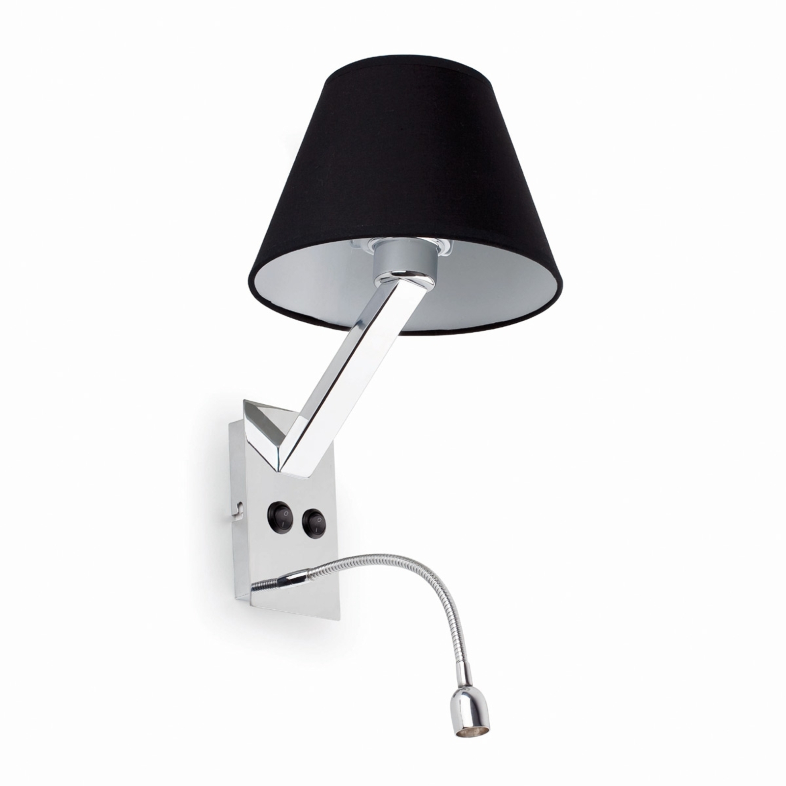 LED nástěnné světlo Moma-2 s lamp. Na čtení černé