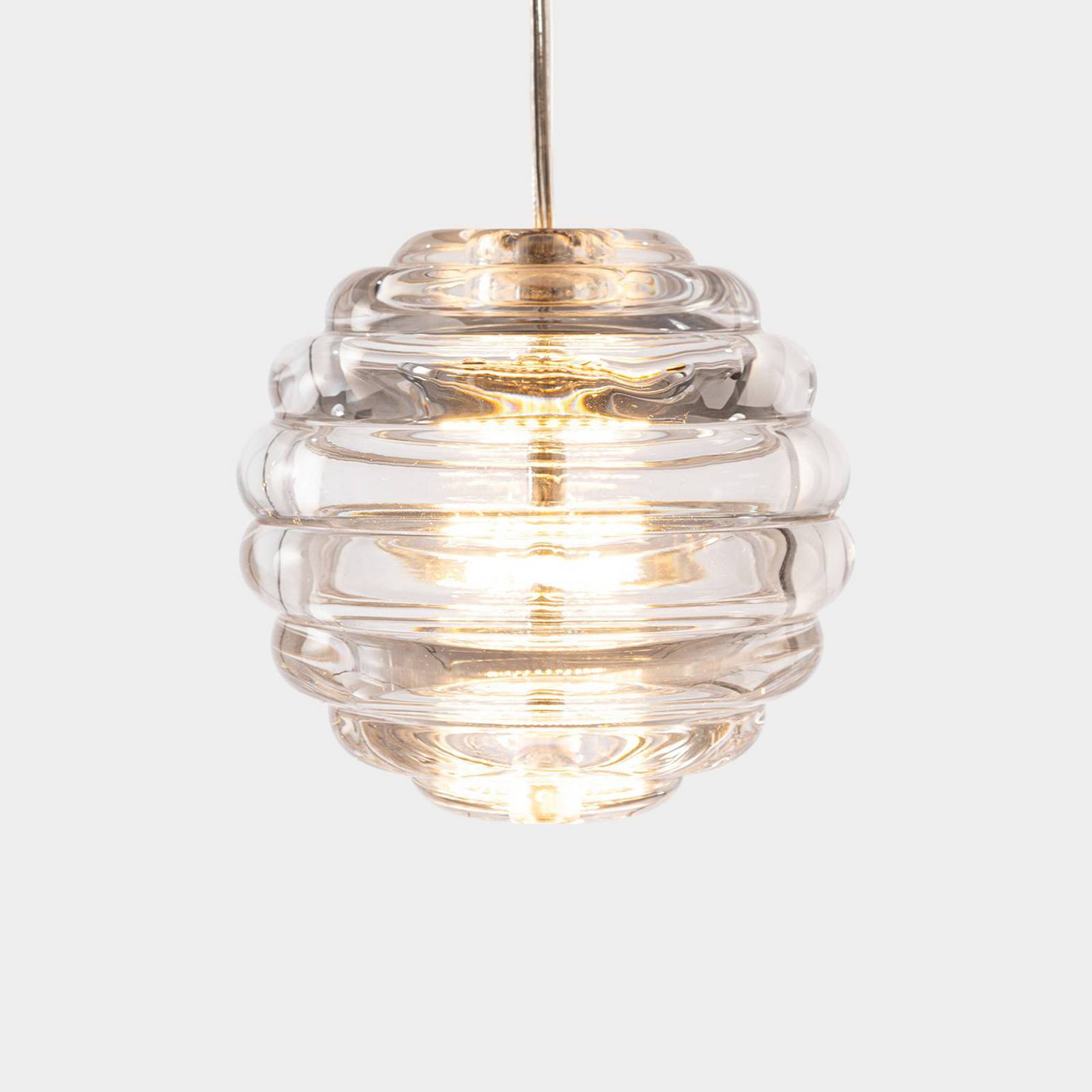Lampa wisząca LED Tom Dixon Press Sphere, Ø 14 cm, przezroczysta