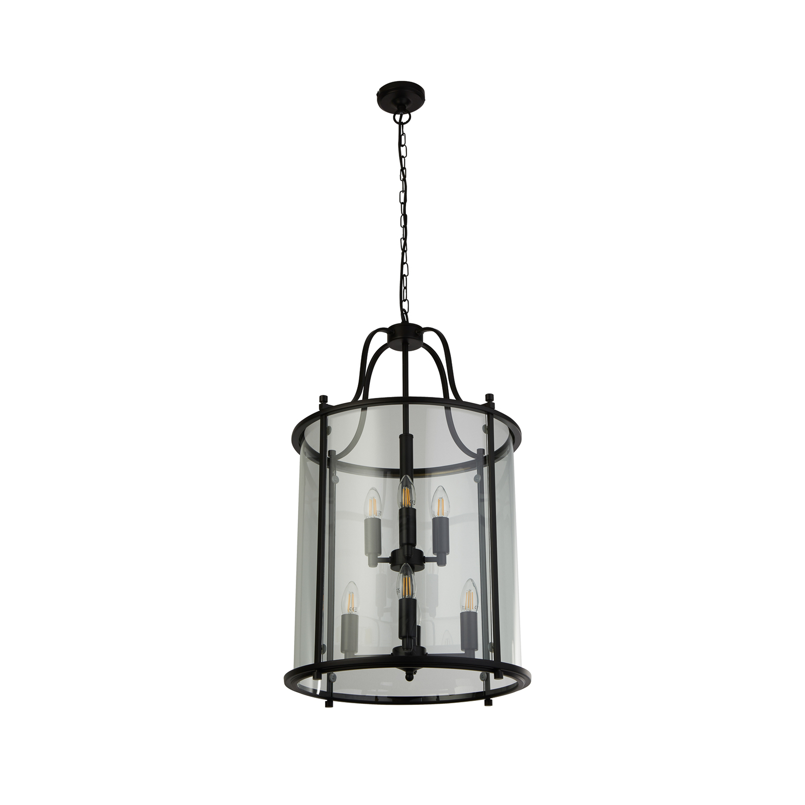 Suspension Lantern Grande, noir/clair, verre, E14