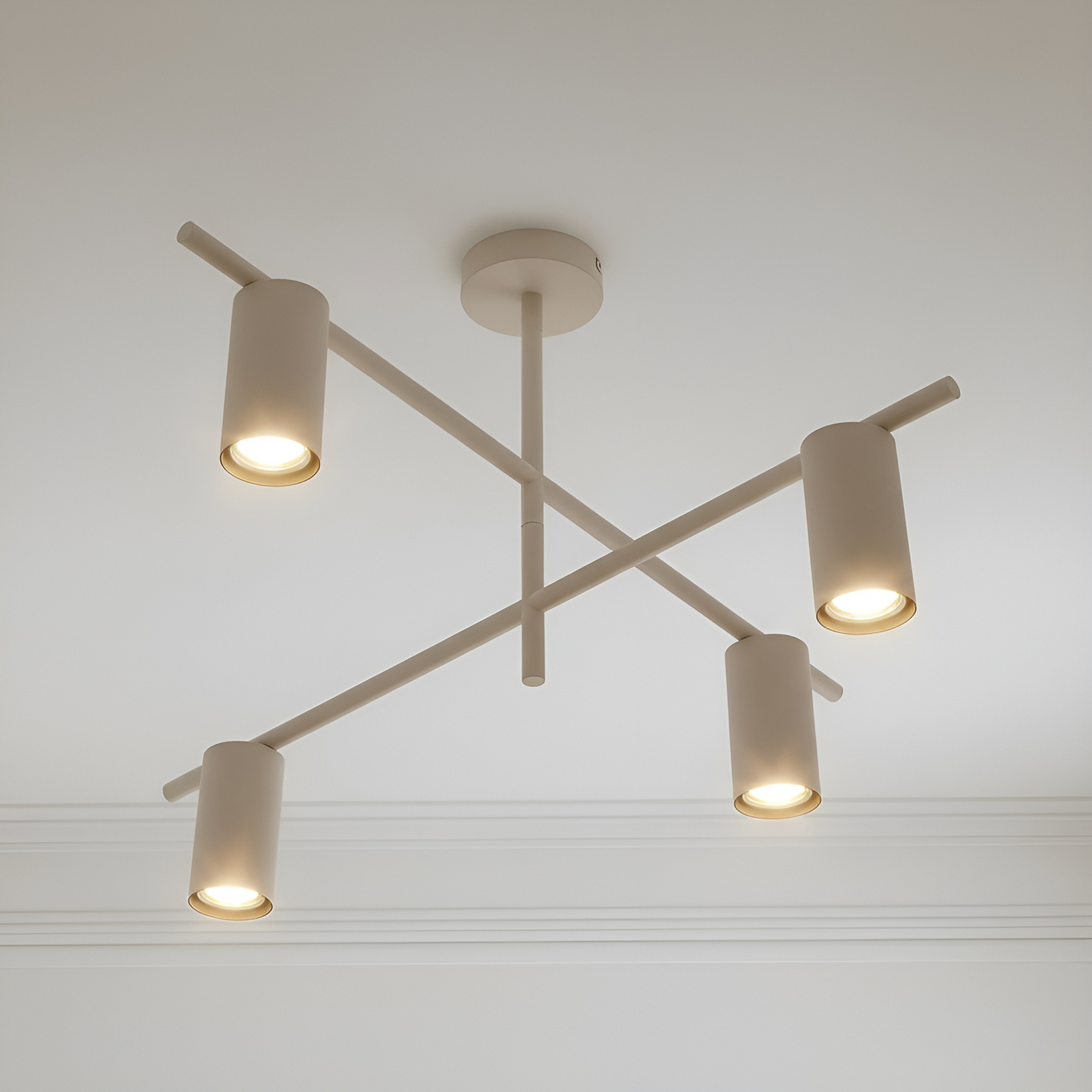 Lindby plafonnier Marilou, beige, à 4 lampes, Ø 70 cm