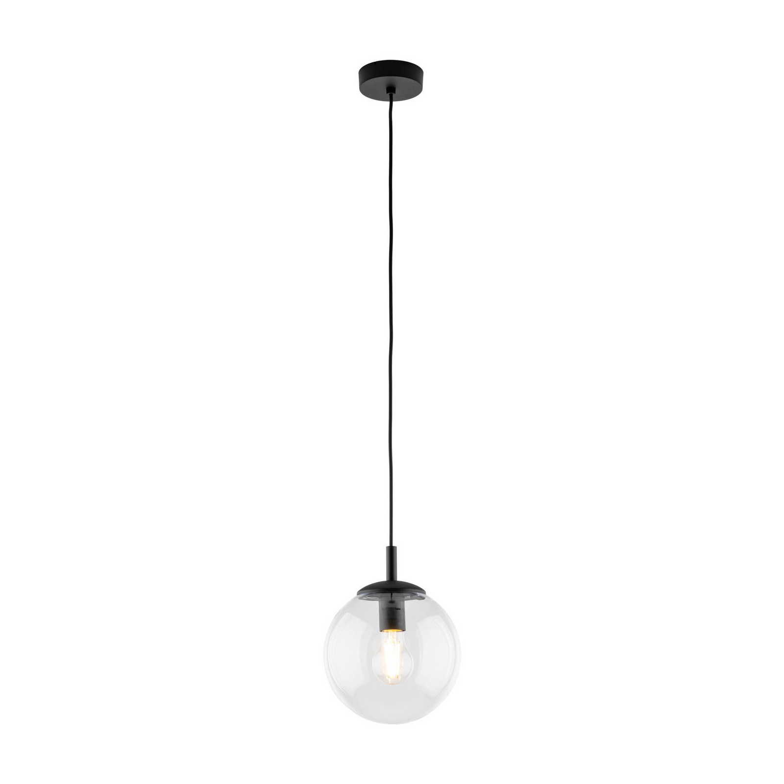Lampada a sospensione Esme, Ø 30 cm, trasparente, vetro, sfera, E27