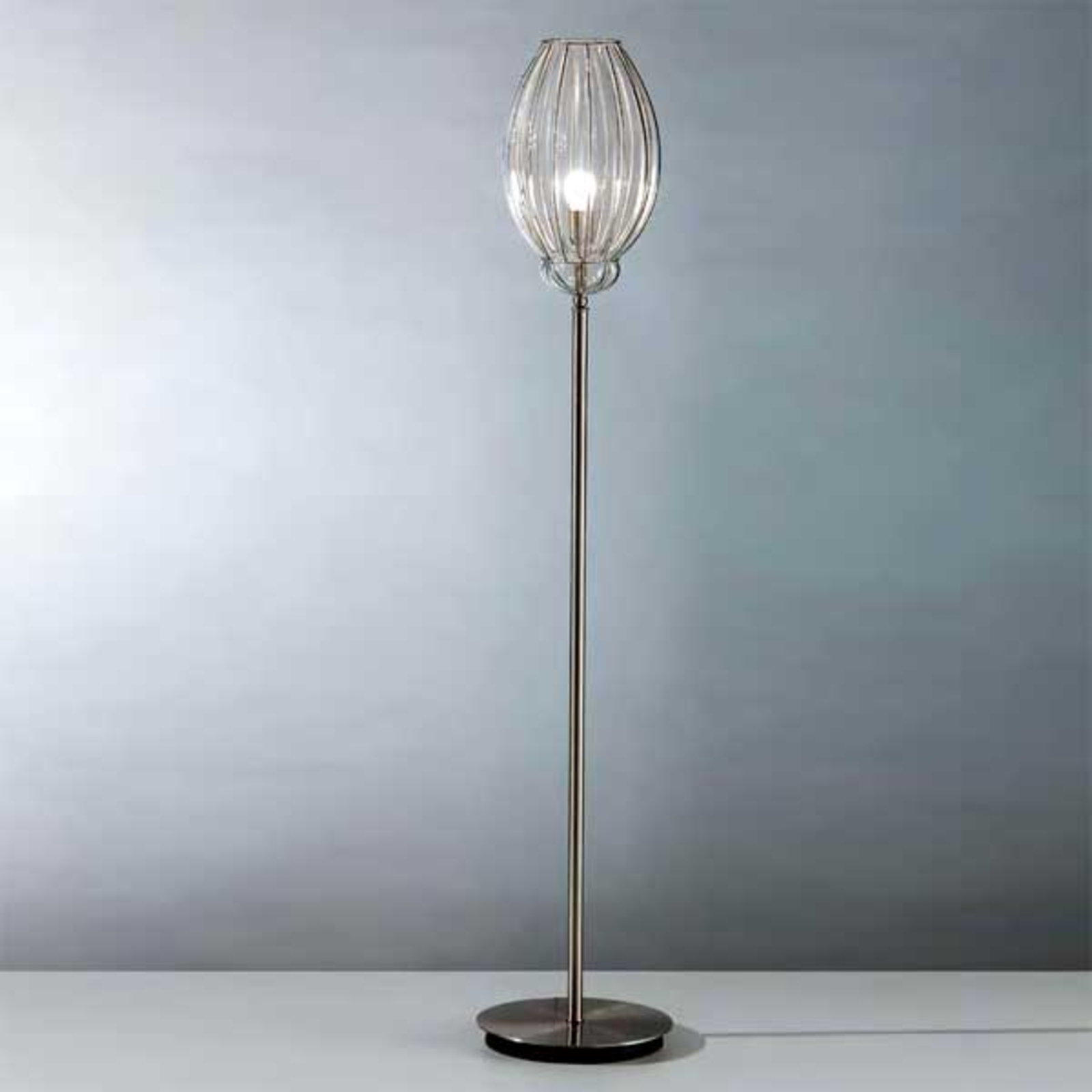 Siru Attractive NAUTILUS floor lamp, for Living / Dining Room, glass, stainless steel, E27, 150 W, energy efficiency: A++, H: 168 cm