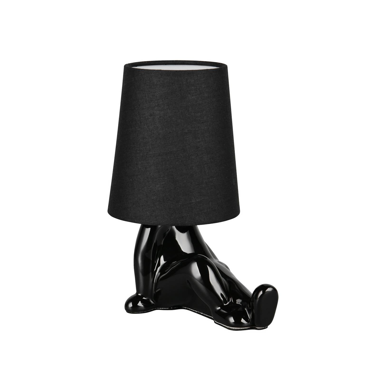 Tischleuchte Huma, schwarz, Höhe 25 cm, Textil/Keramik, E14