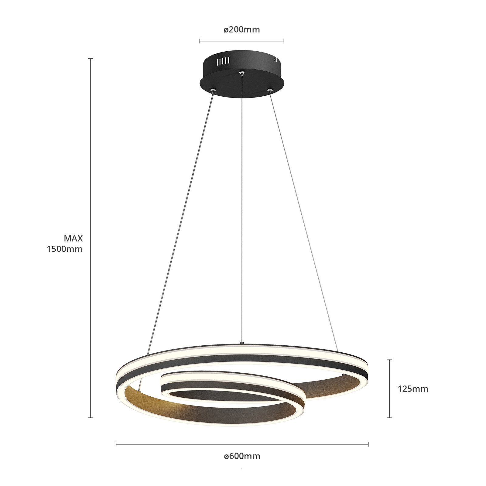 Lucande Gwydion LED-hänglampa, 60 cm
