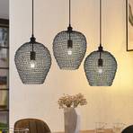 Lindby Benja hanglamp, 3-lamps, zwart