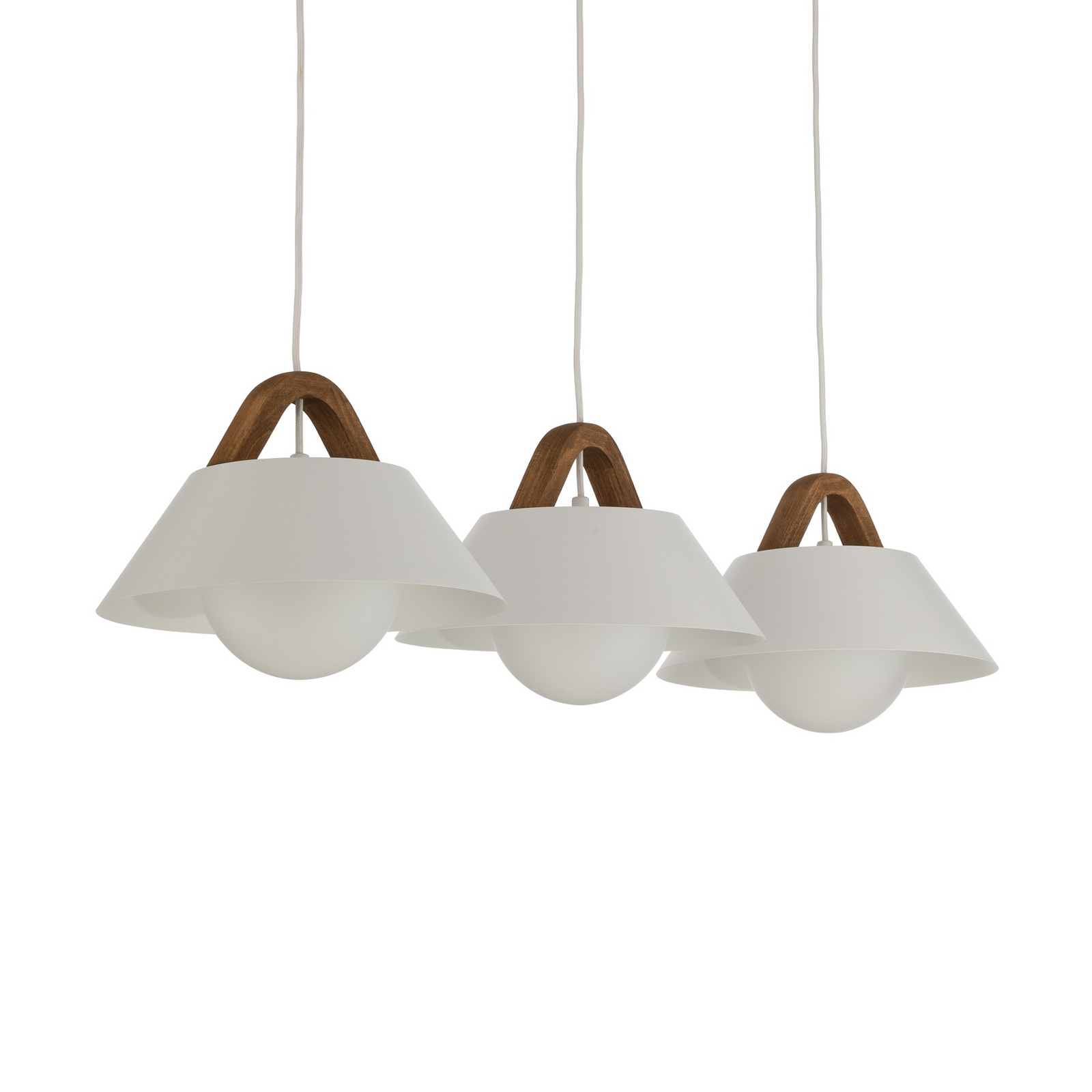 Hängeleuchte Funda, weiß, Länge 110 cm, 3-flg., Metall/Glas Hängeleuchte Funda, weiß, Länge 110 cm, 3-flg., Metall/Glas