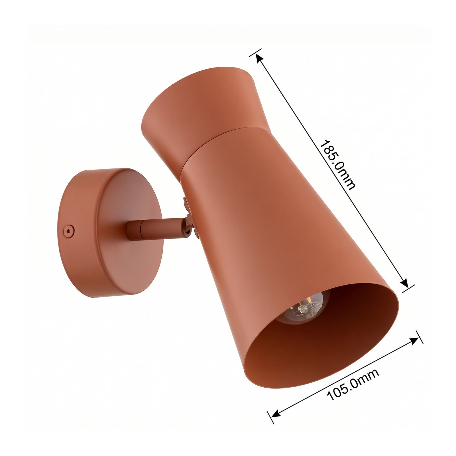 Applique murale Lotta, terracotta, spot, acier, orientable Applique murale Lotta, terracotta, spot, acier, orientable
