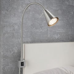 LED-seinävalaisin Tuso, nikkelöity, sängyn kiinnitys, metalli