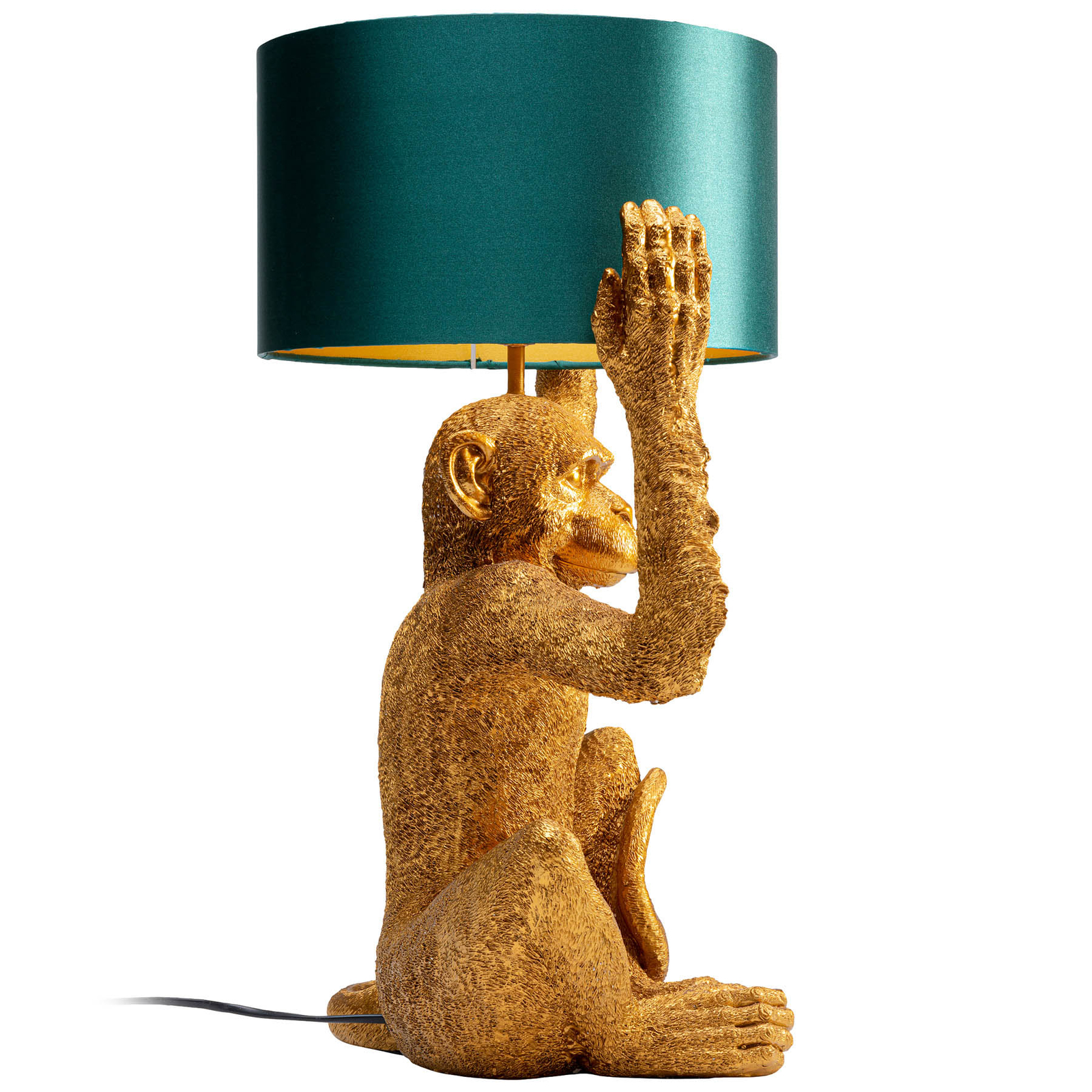 monkey holding lamp shade