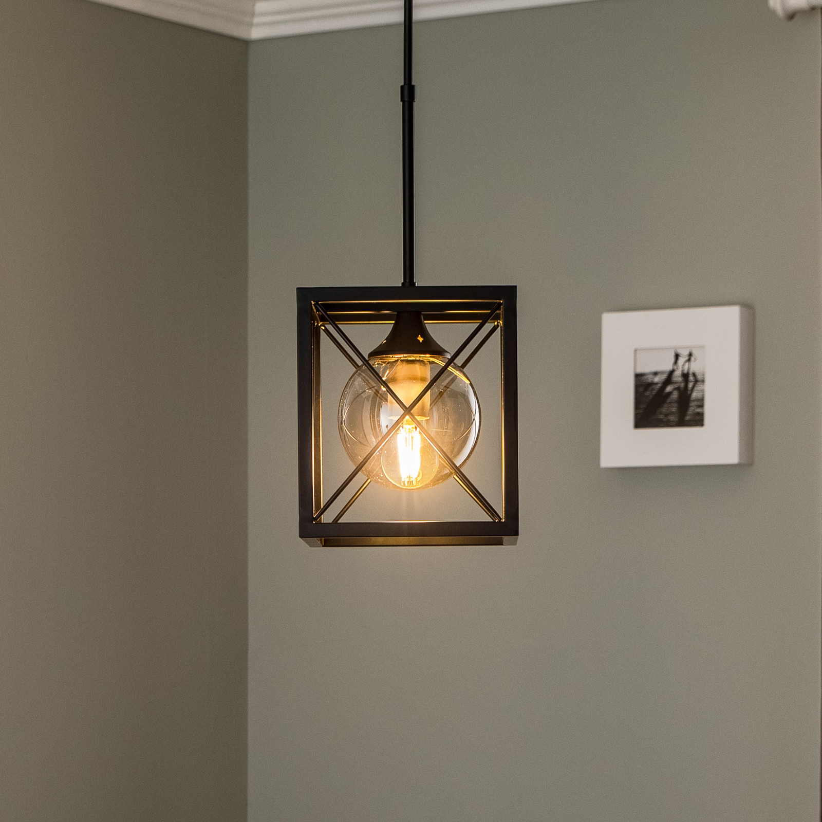 Avonni Lampă suspendată AV-1732-1BSY negru 1 bec - Camera de zi / sufragerie - negru gri fumuriu nuanțat - Metal