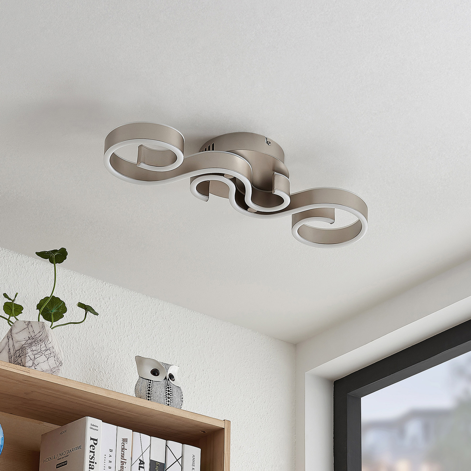 Lucande Admira LED plafondlamp, 51,7 cm nikkel