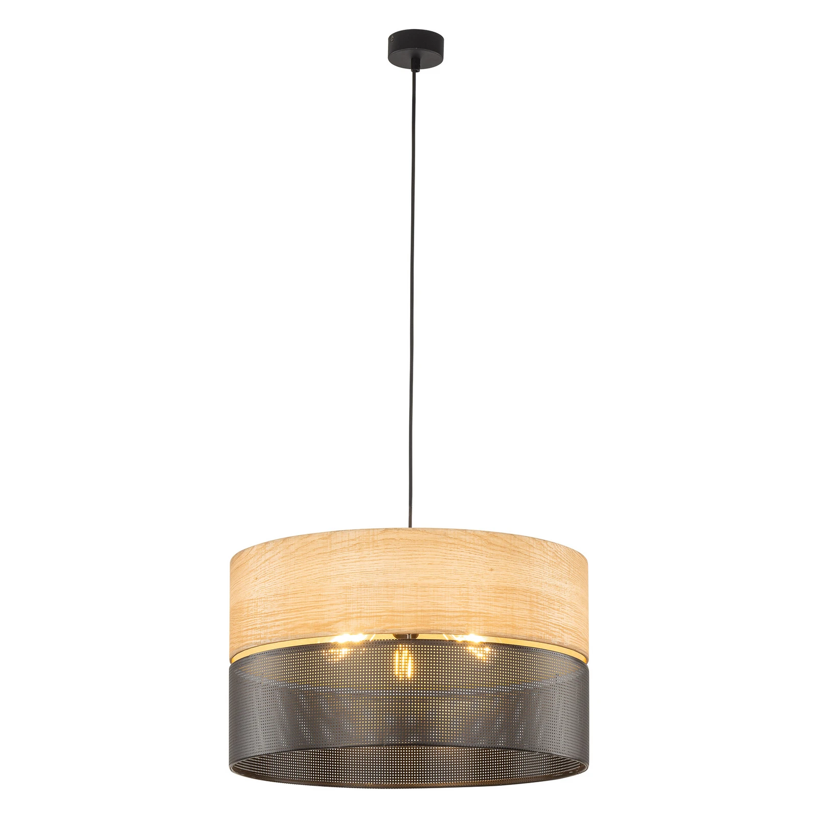 Nicol piekaramais lukturis, melns/koksnes efekts, Ø 50 cm, 1 gaisma, 3 x