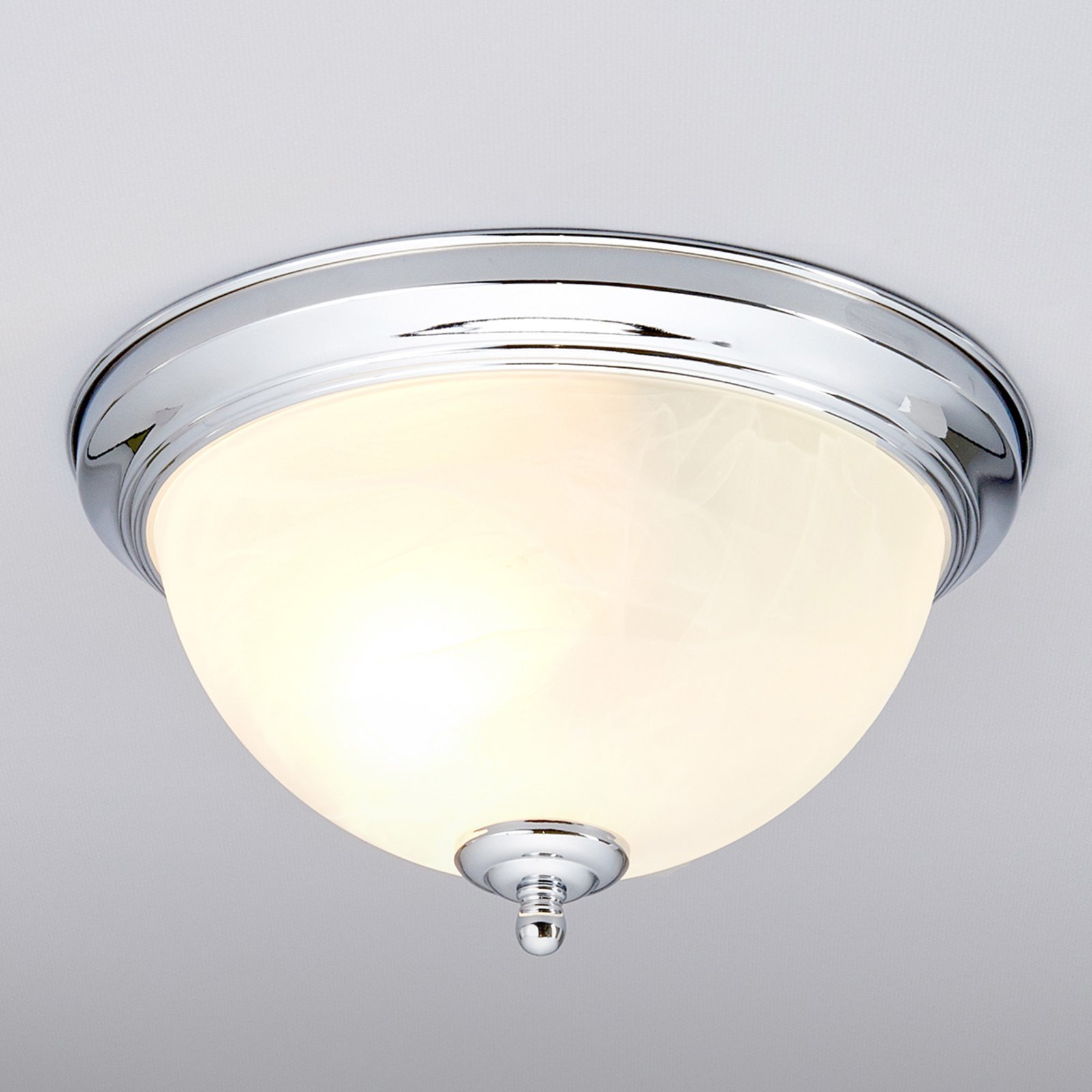 Lindby Corvin Bathroom Ceiling Light Chrome-Coloured, for Bathroom, Glass, metal, E27, 40 W, energy efficiency: A++, H: 14 cm