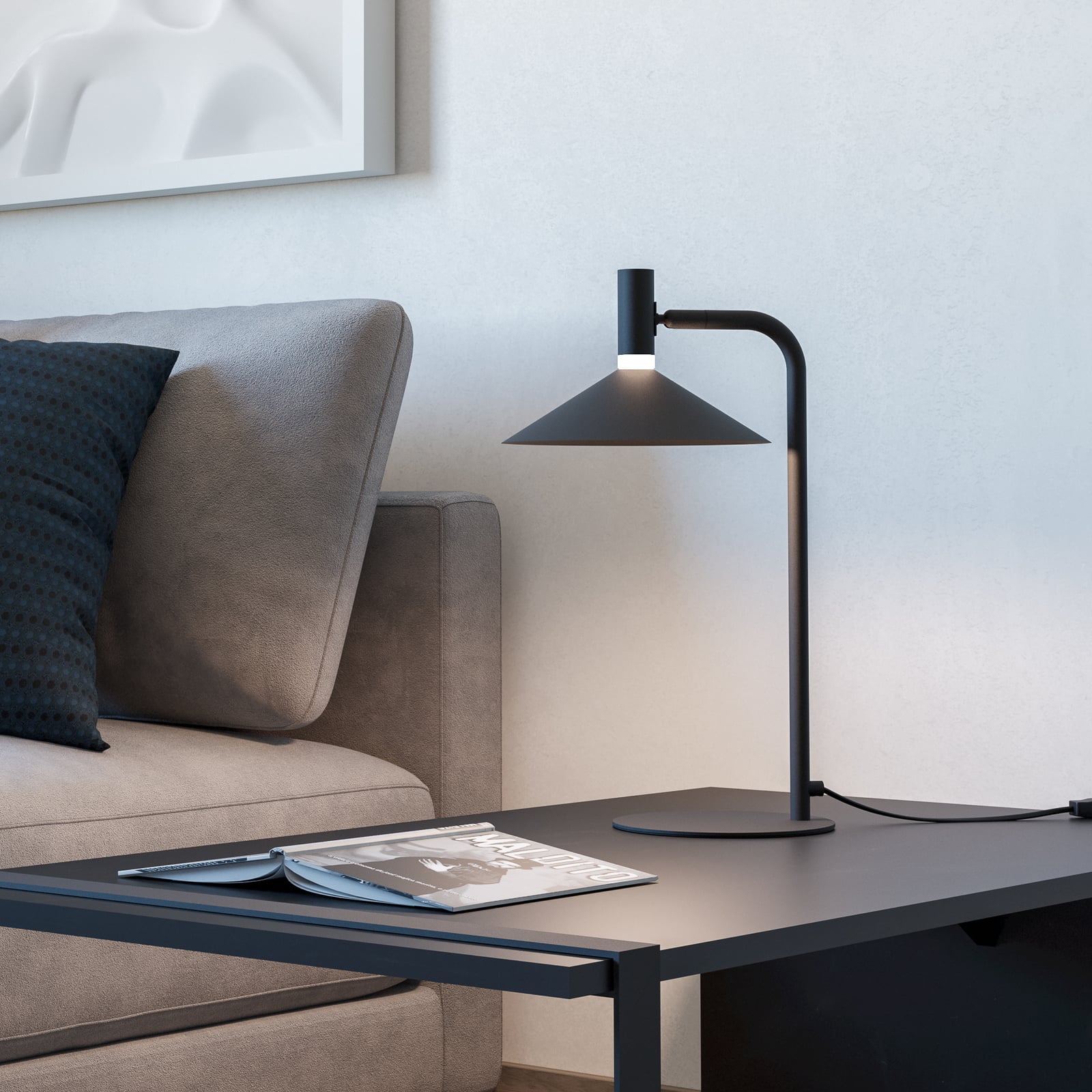 LED tafellamp Conomavilla-Z zwart hoogte 45 cm CCT RGB