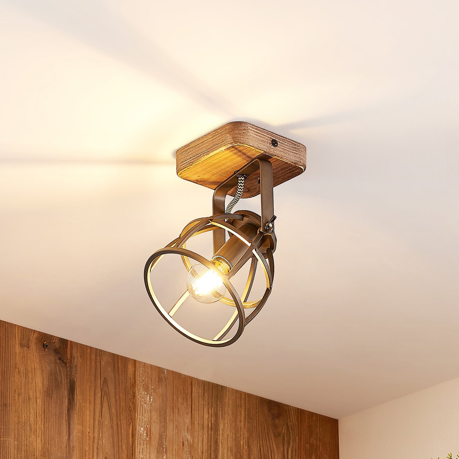 Rutger Wall Lamp Wood/Black - Lindby