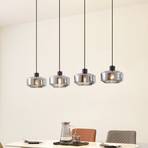 Lindby pendant light Hildur, 4-bulb, 115 cm, smoky grey, glass