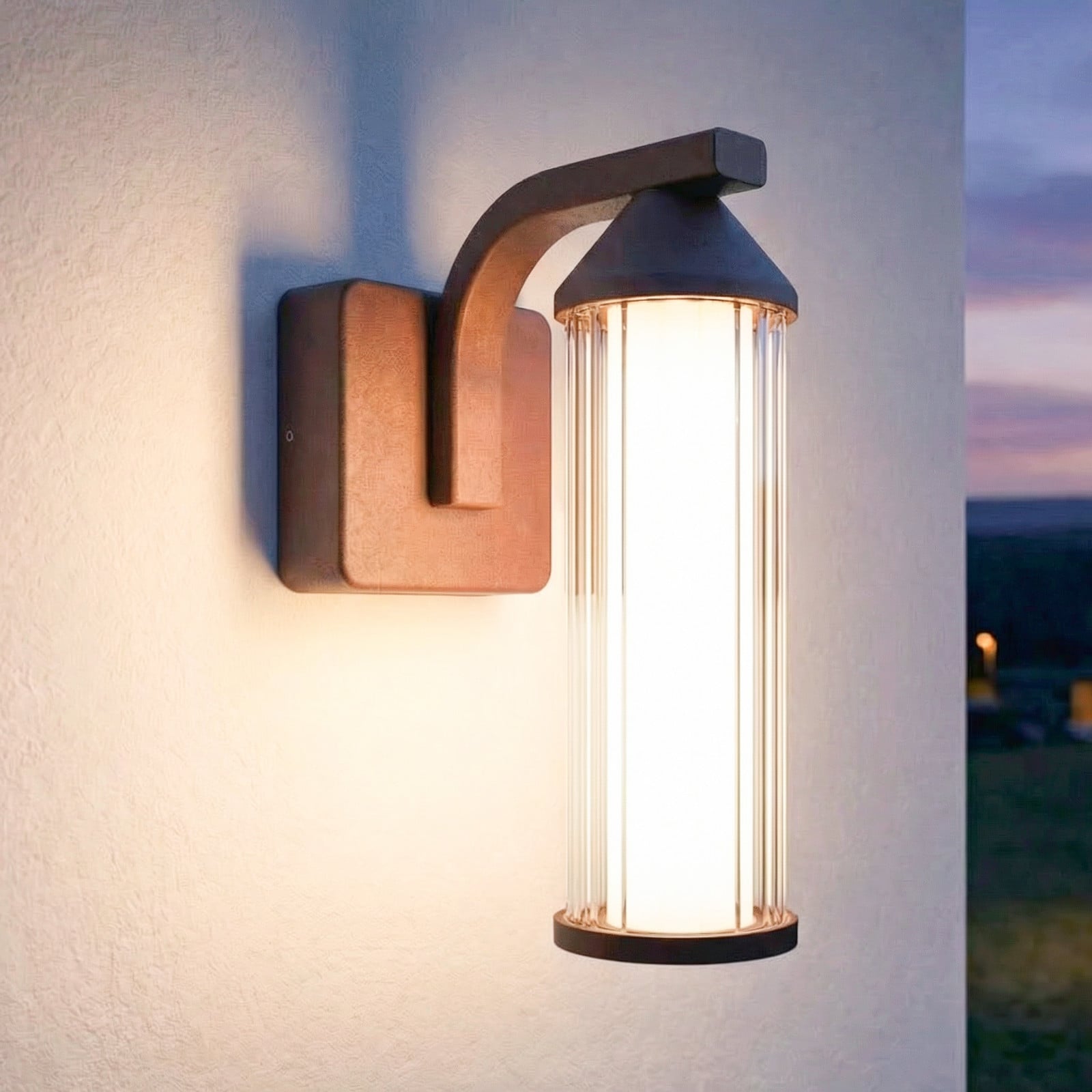 Neravio udendørs LED-væglampe, rust, højde 26 cm, IP54 Lindby - Altan - Moderne - Aluminium - Med én lyskilde