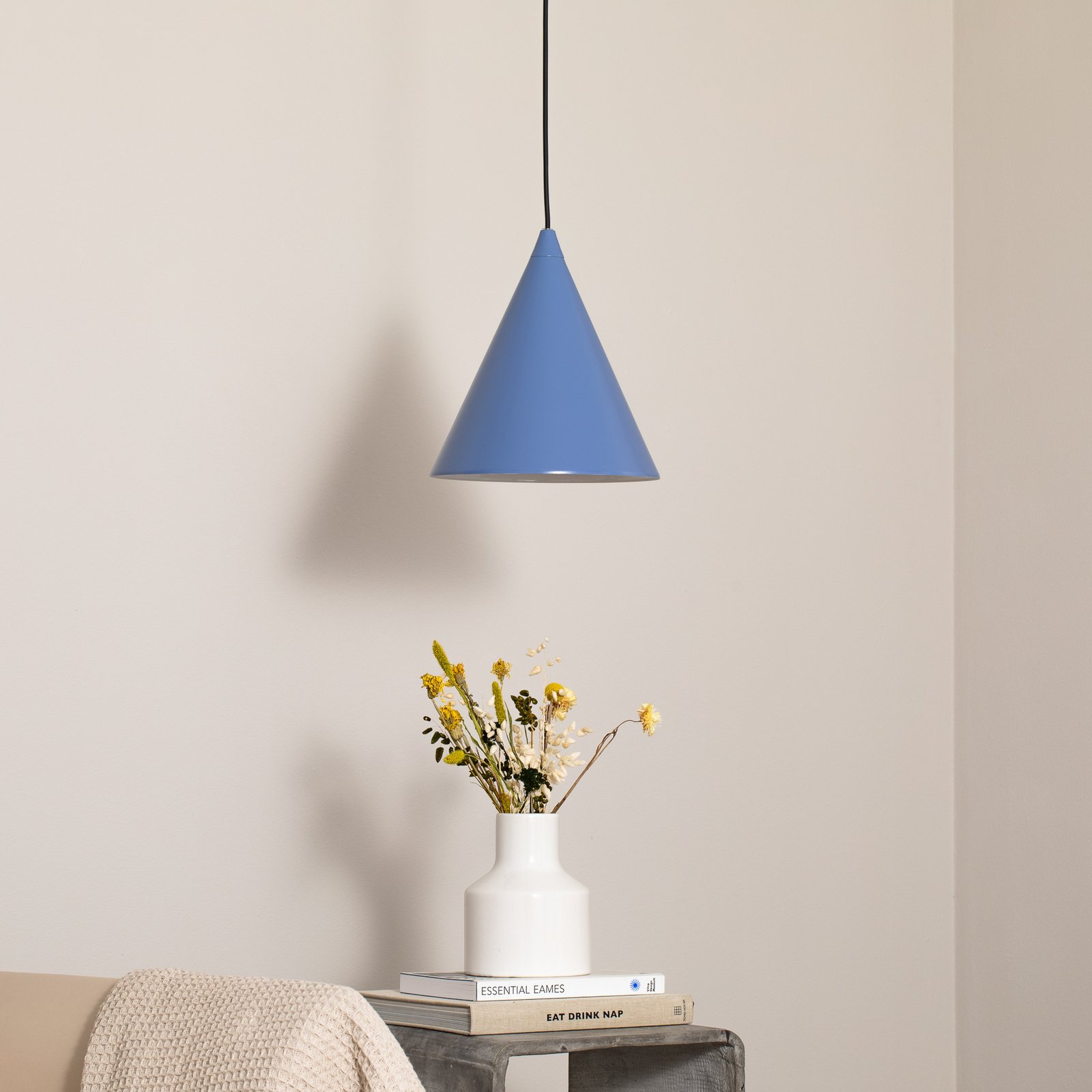 Hängeleuchte Form, rauchblau, Metall, Ø 24 cm, Kegel, E27