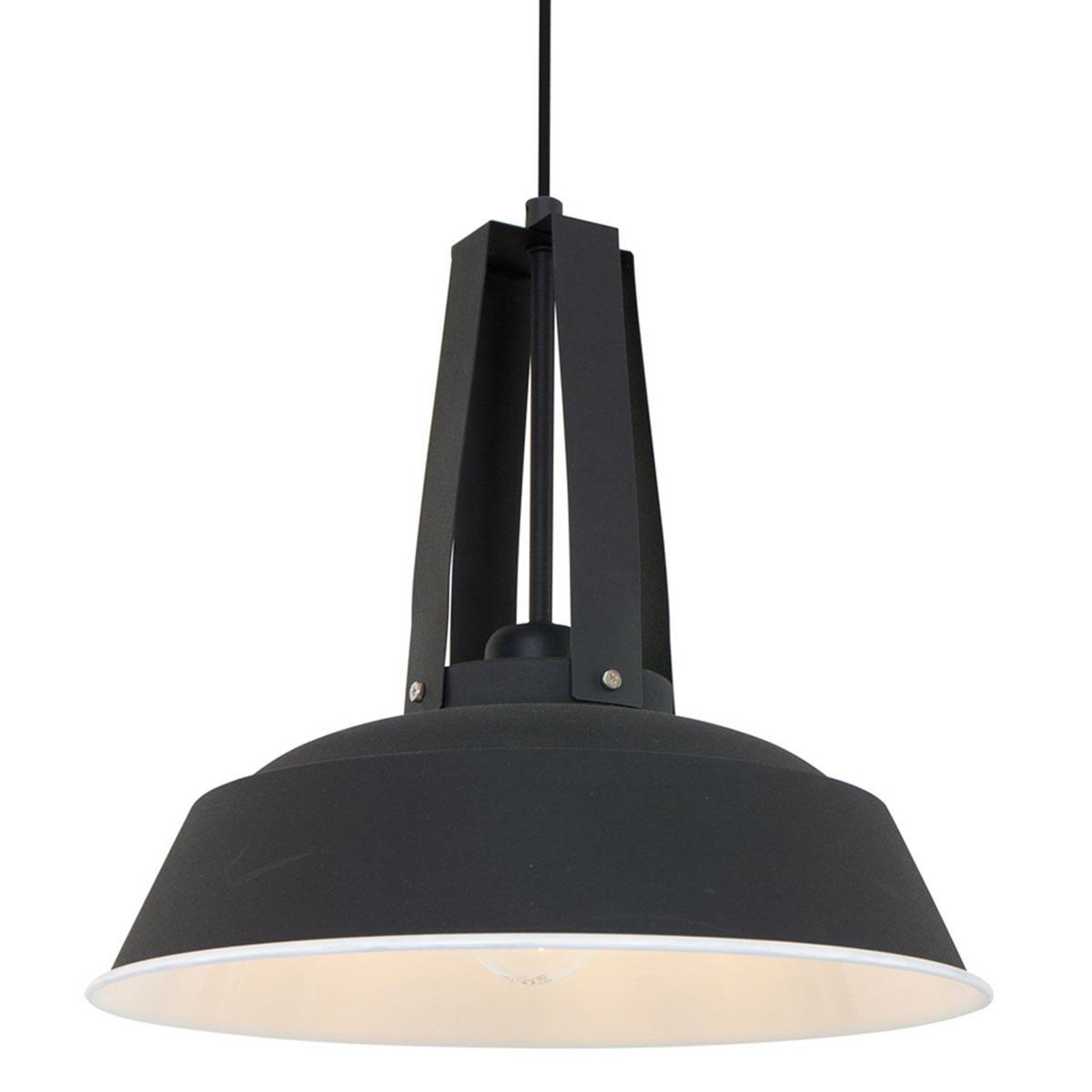 Eden pendant light, black, metal, E27 socket