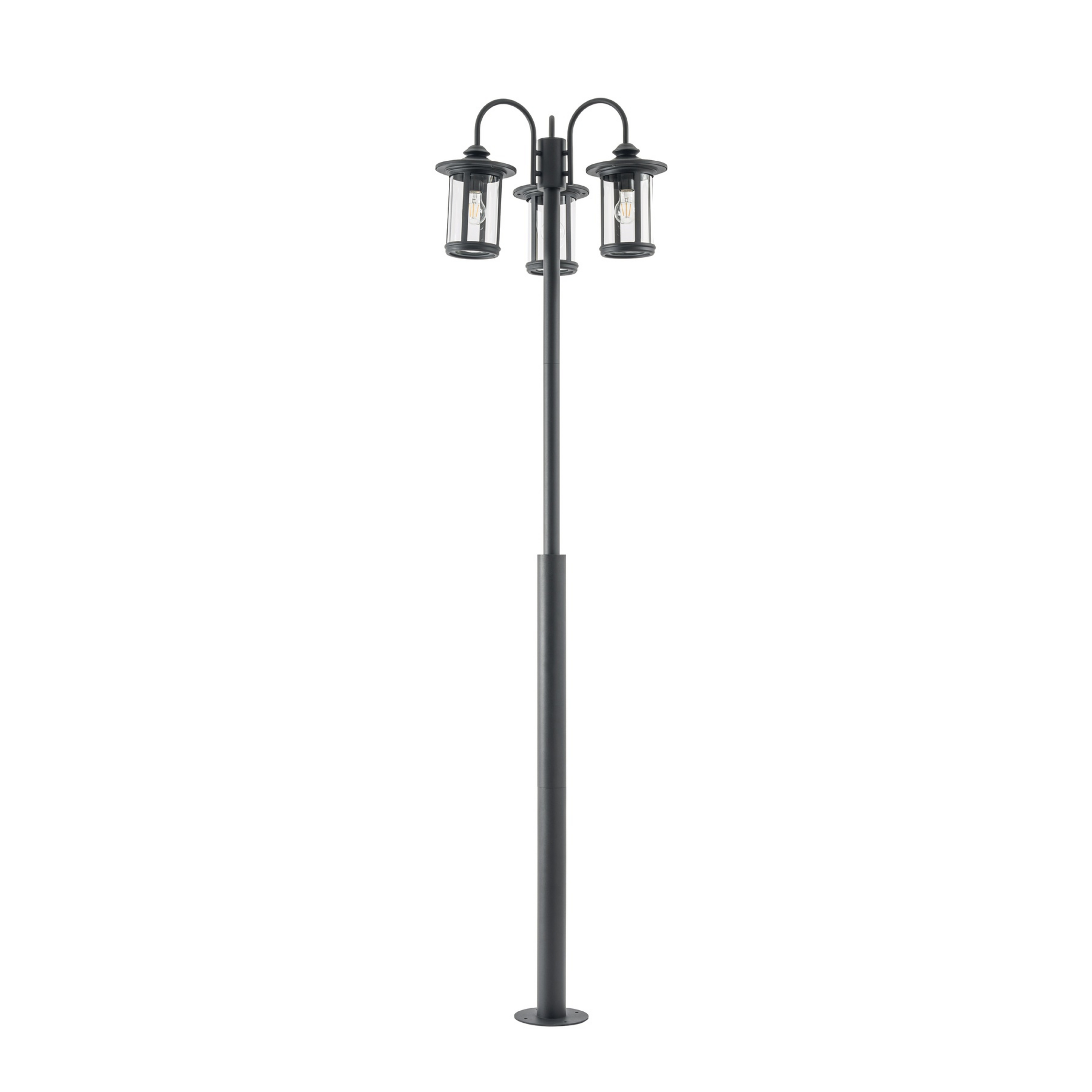 Zayn Außenleuchte, Glas, Höhe 220 cm, dreiflammig, schwarz, IP65 - Lindby