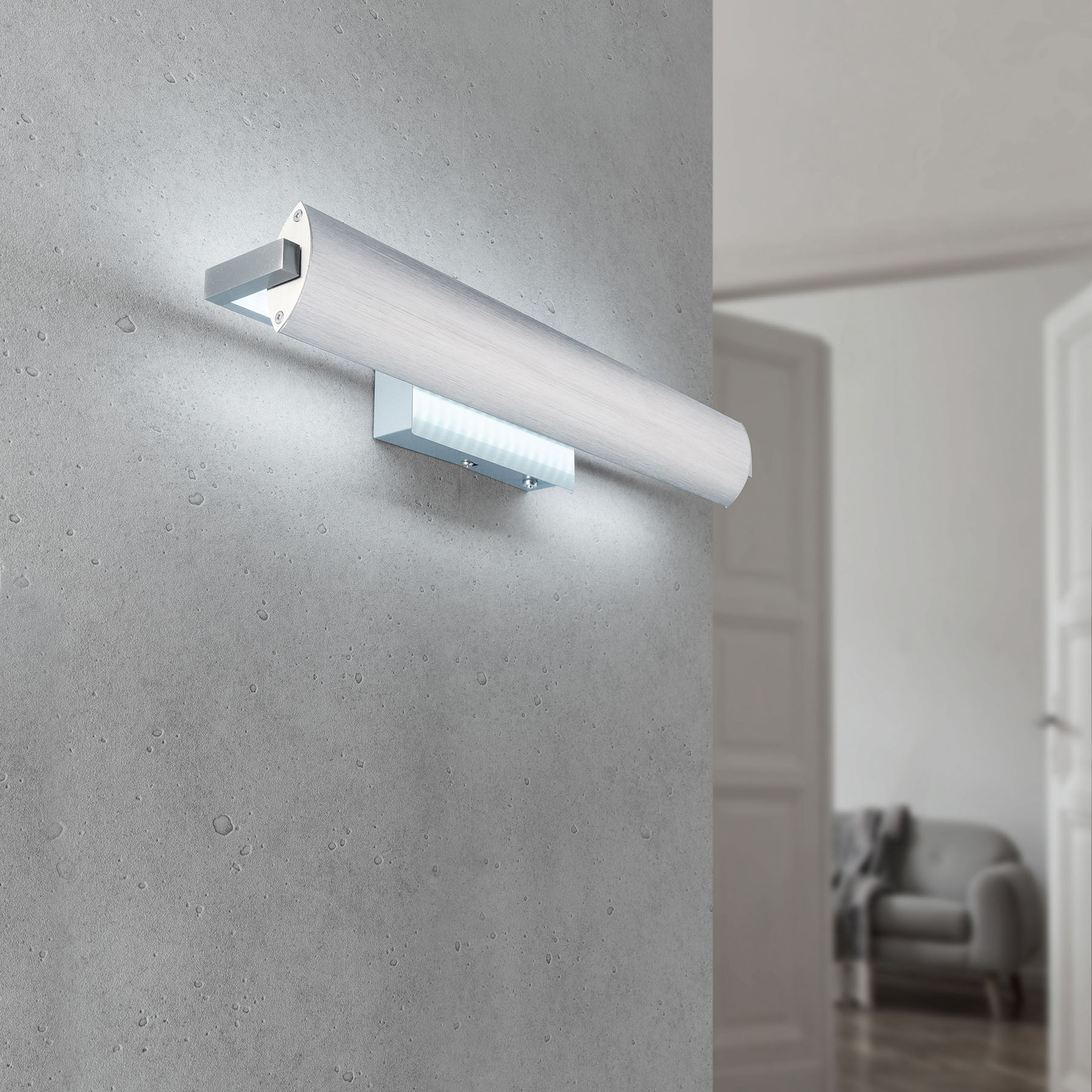 Fischer & Honsel Beat TW LED wall light with switch, width 46 cm, for Hallway, metal, acrylic, 14 W, energy efficiency: A+, W: 46 cm, H: 8 cm