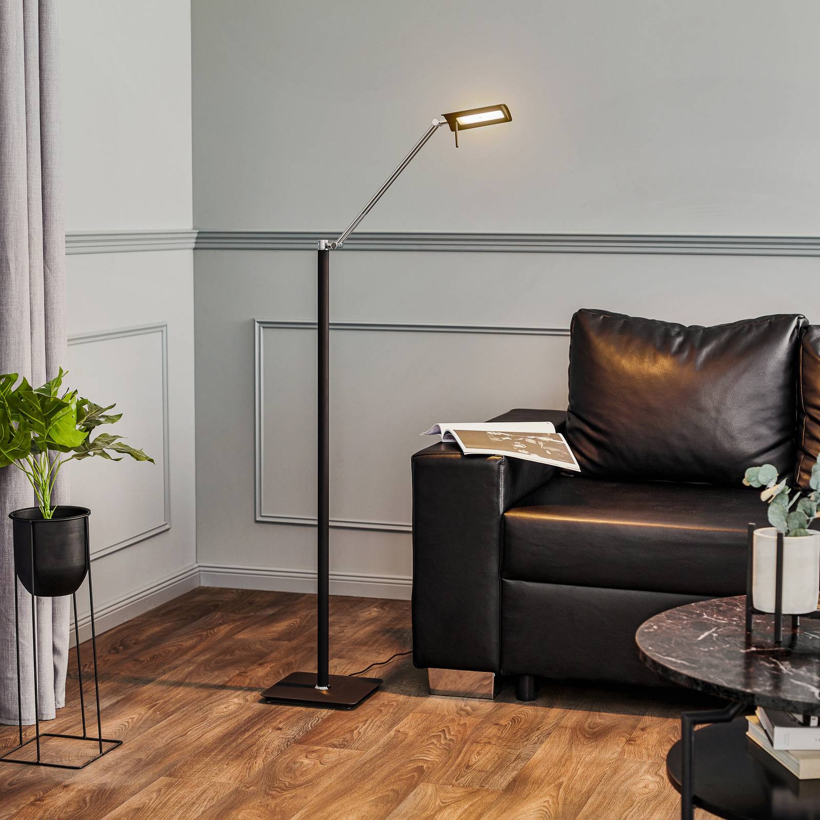 E-shop Rothfels Lisanora stojaca LED lampa, čierna, nikel