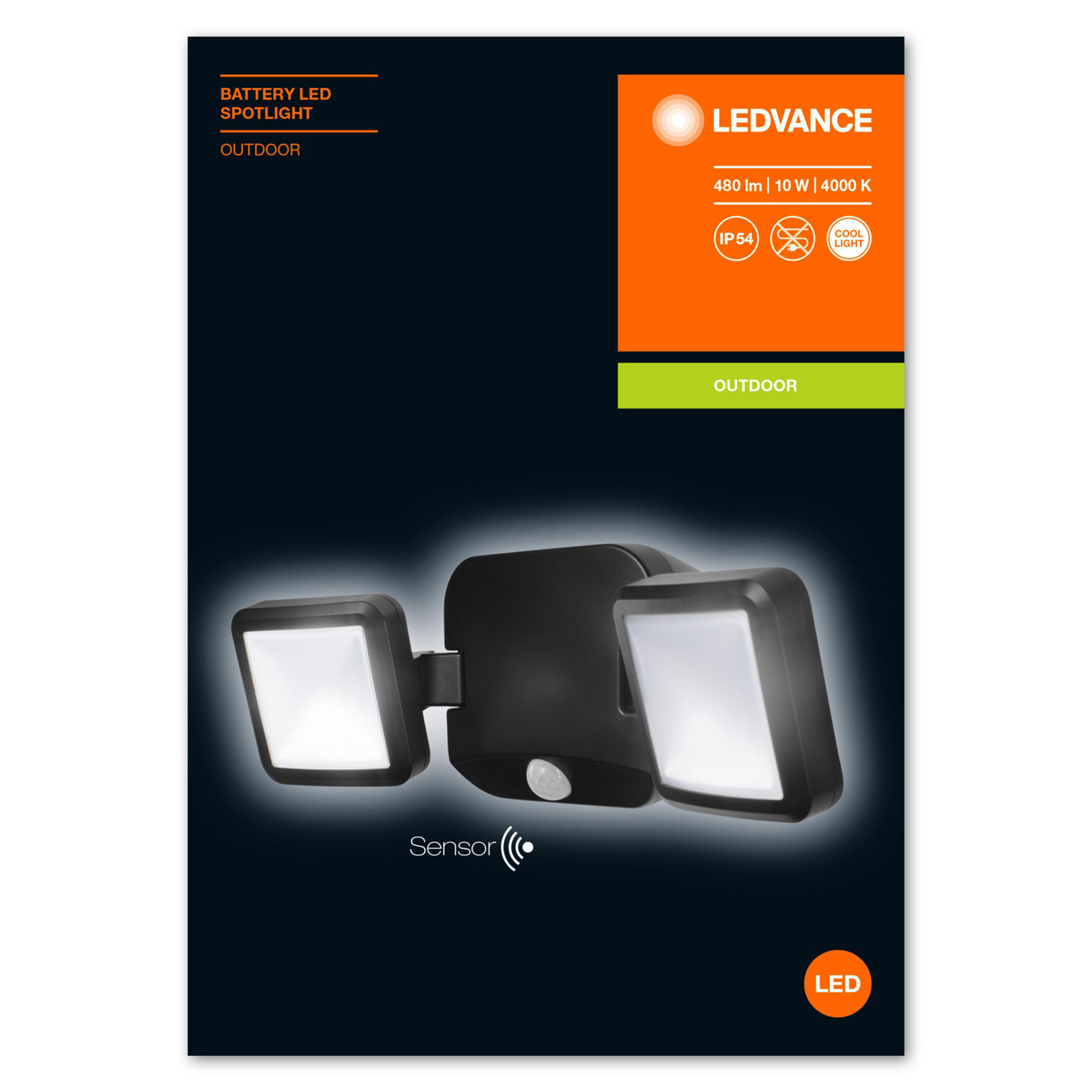 LEDVANCE Battery spotlight utomhusvägg 2 lampor