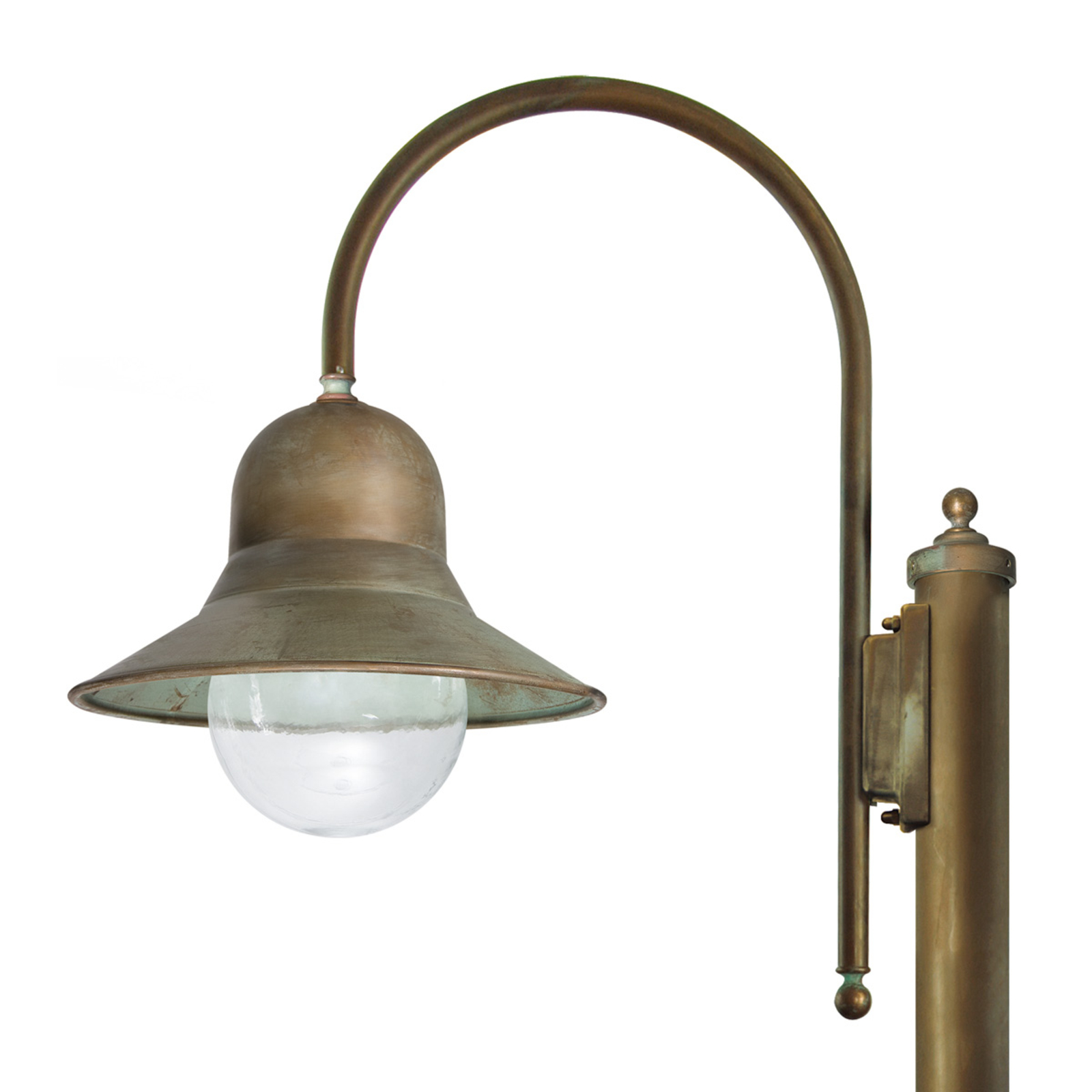 lampadaire d'extérieur Felizia de 270 cm de haut en laiton antique