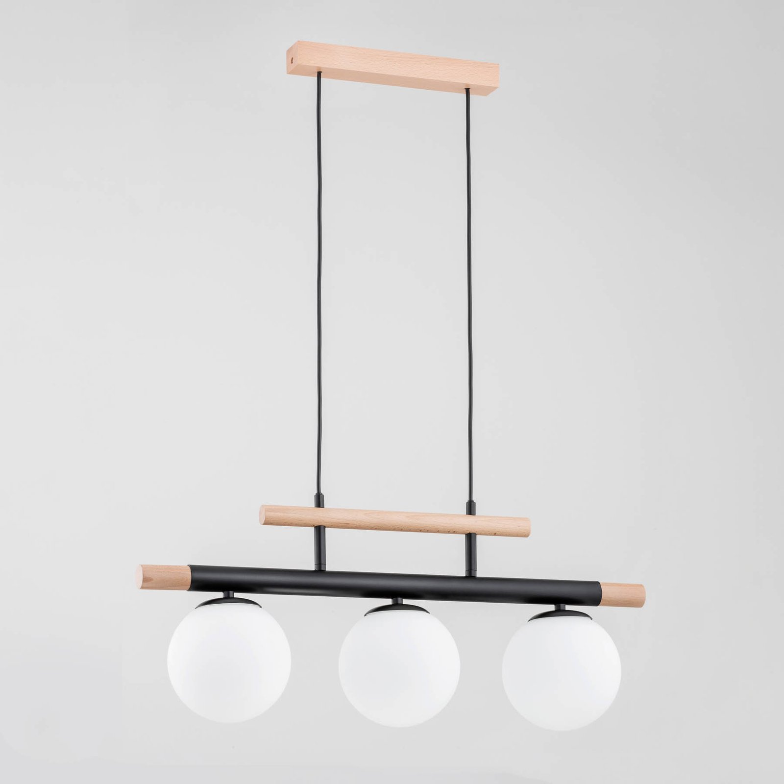 Trendy hanglamp van hout, 3-lamps