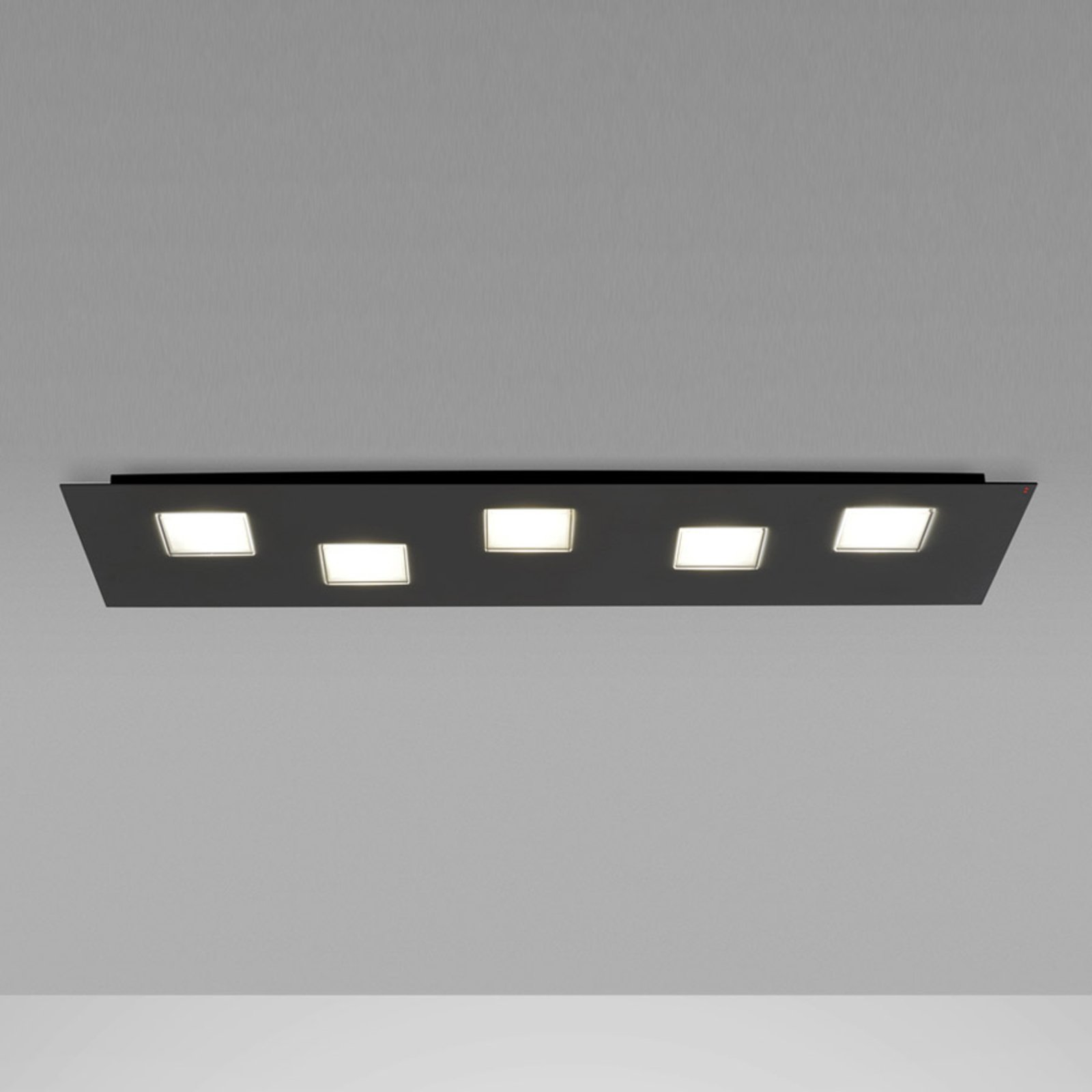 70 cm lange LED plafondlamp Quarter, zwart