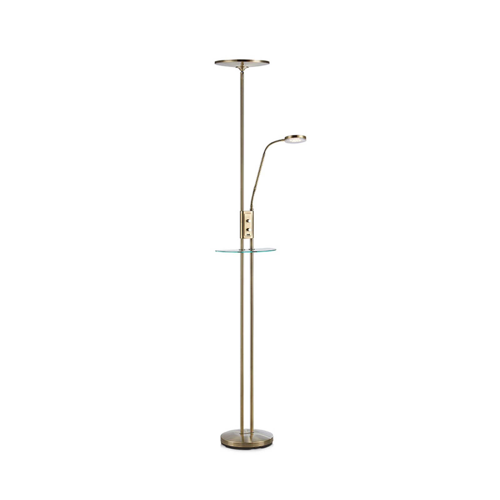 Friend 2 Floor Lamp Uplight USB Antique Brass - Markslöjd