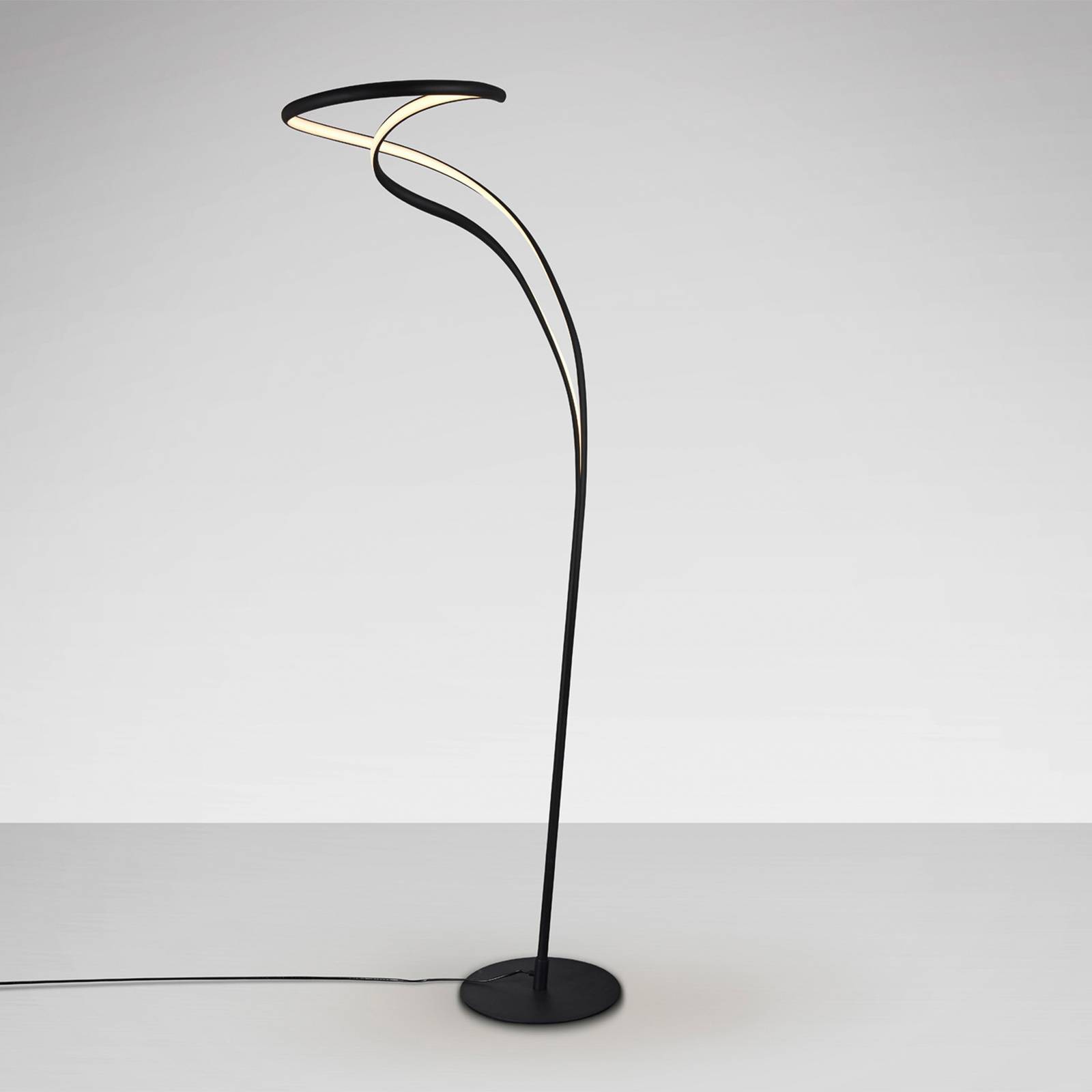Lampa stojąca LED Danza, ściemniany, czarny matowy, metal, aluminium