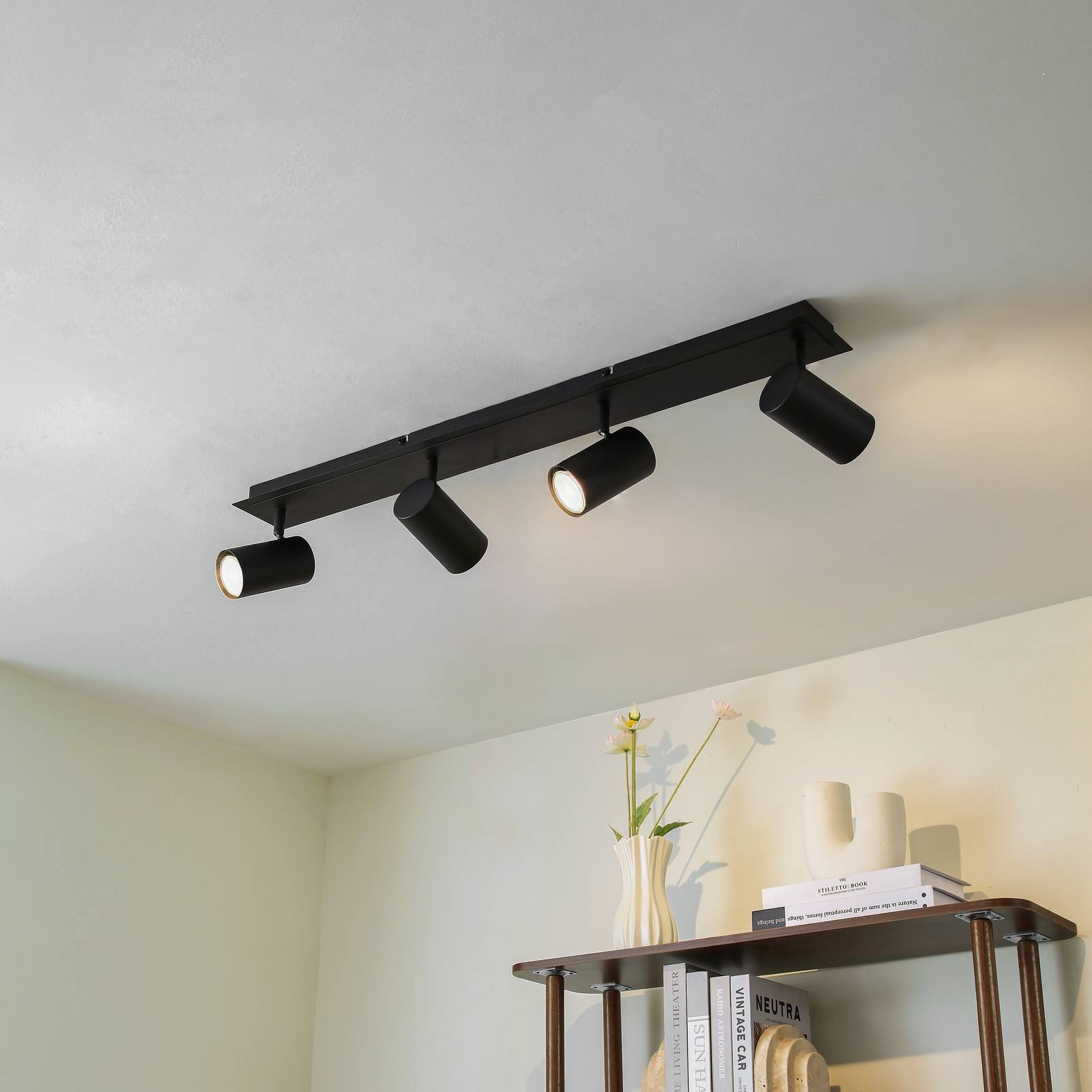Lindby Deckenstrahler Joffrey, 80 cm, schwarz, 4-flg., GU10 günstig online kaufen