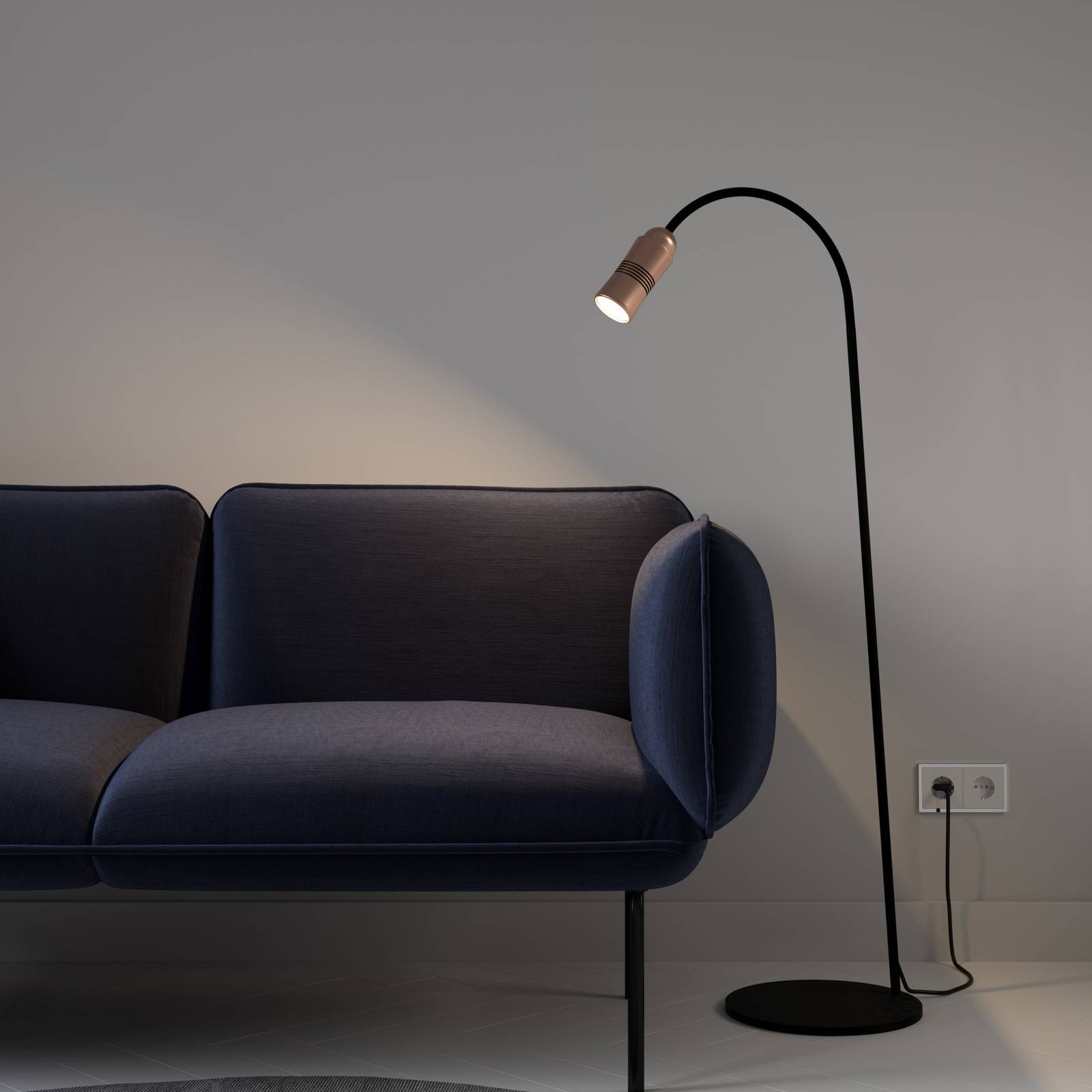 E-shop Neo! Floor LED lampa stmievateľná medená/čierna