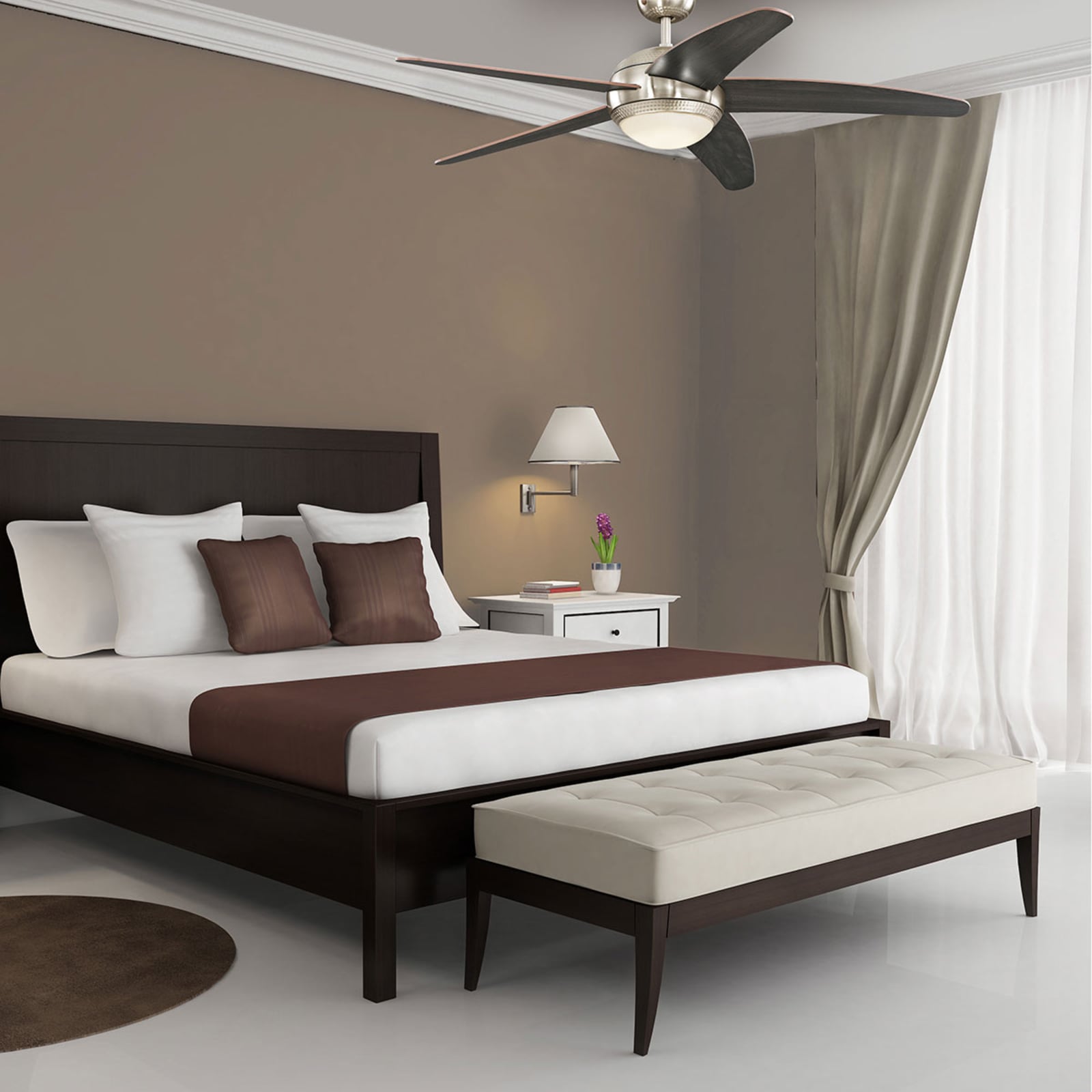 Bendan LED-Deckenventilator chrom/Holz, leise - Westinghouse