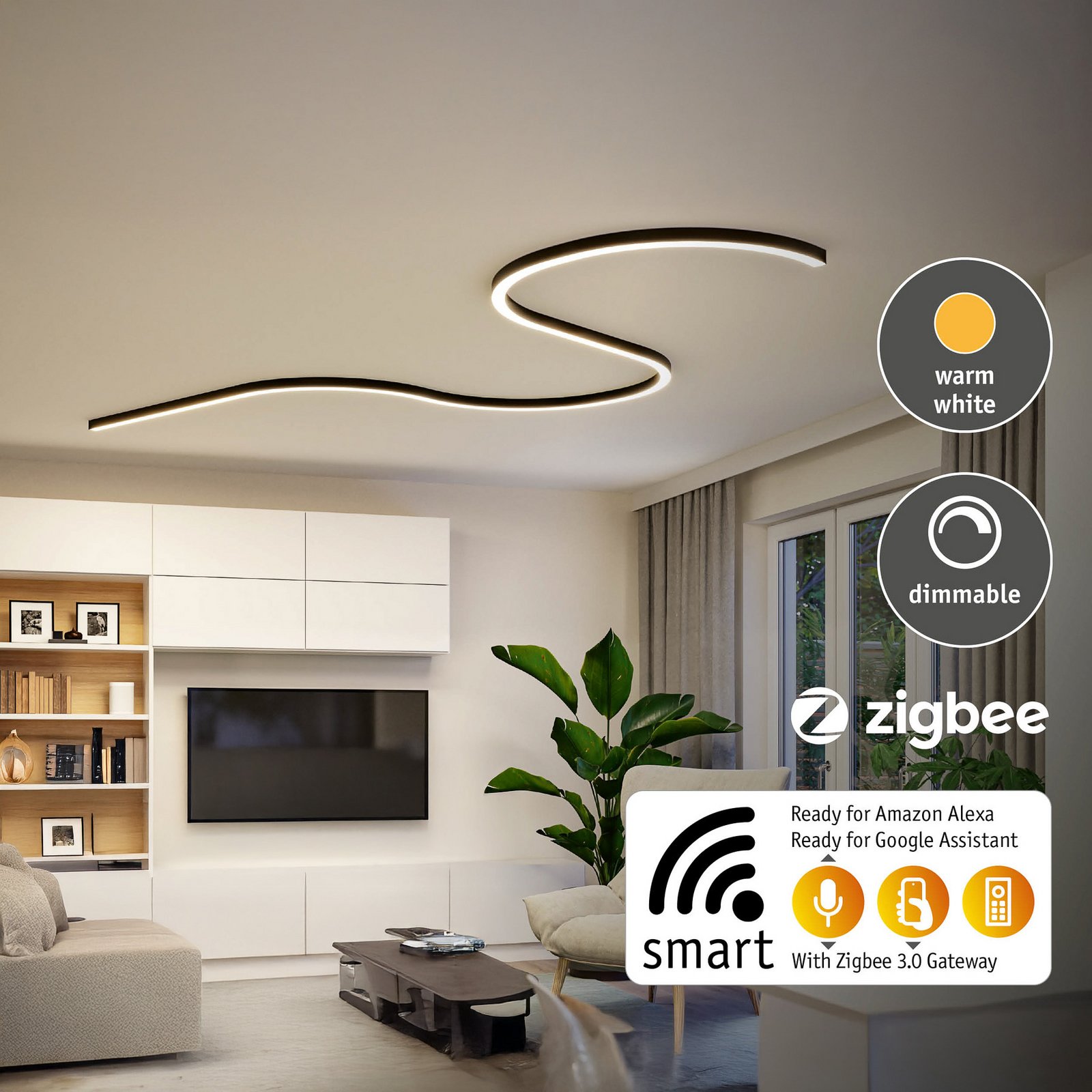 Paulmann gaismas sloksne Linion, melna, 1 m Master ZigBee transformators