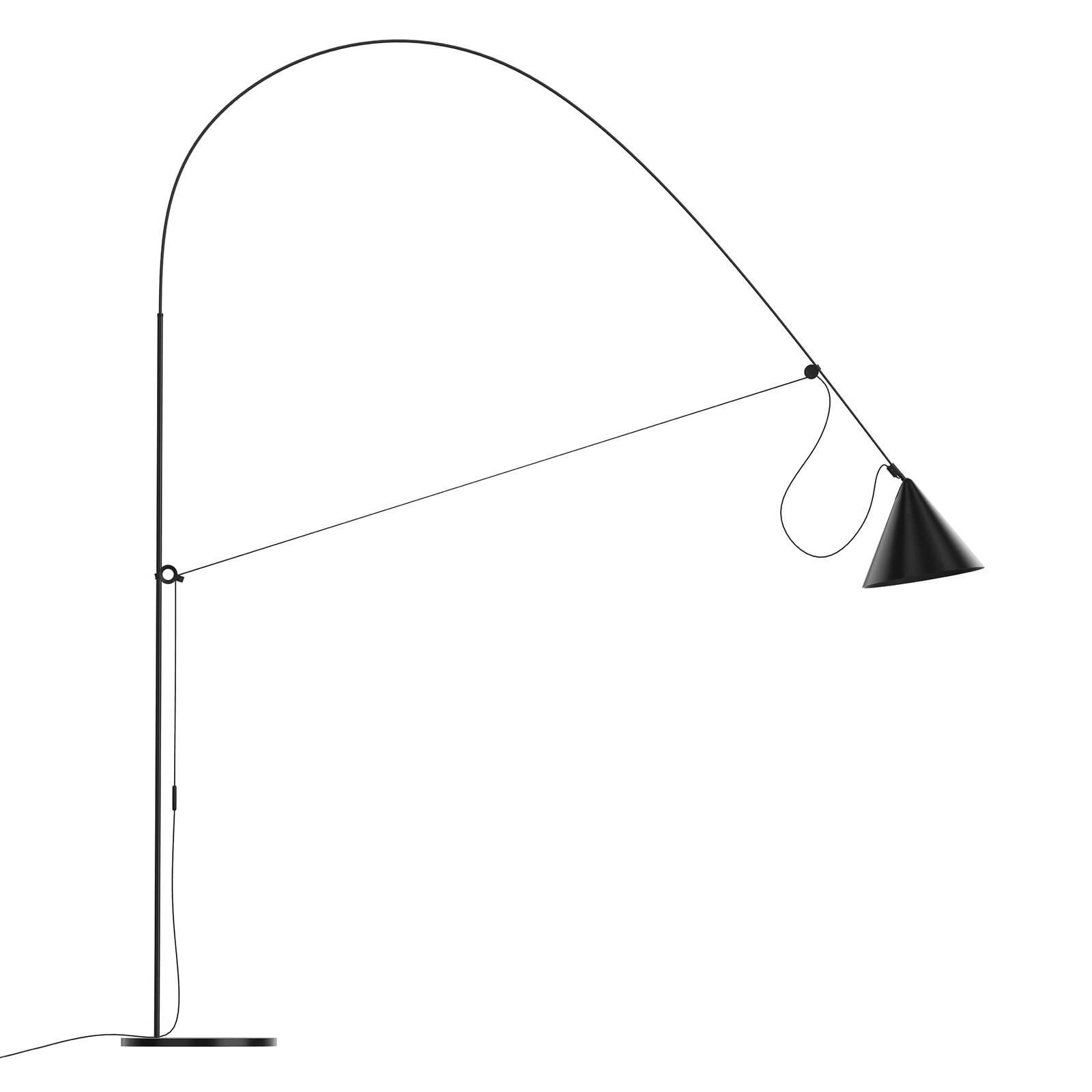 candeeiro de pé LED midgard AYNO XL preto/preto 4.000 K 290 cm