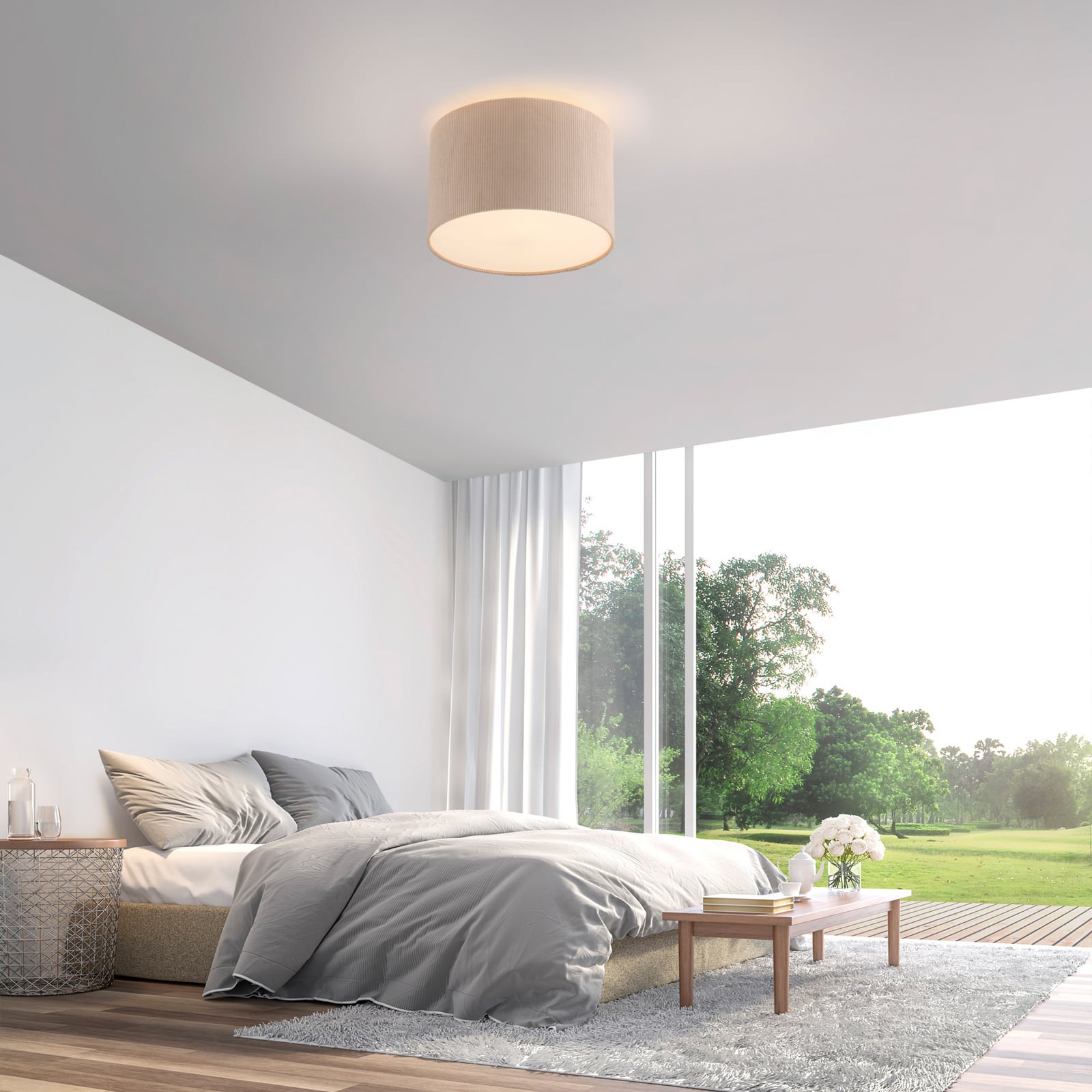 JUST LIGHT. Plafonnier Duro, tissu, beige JUST LIGHT. Plafonnier Duro, tissu, beige