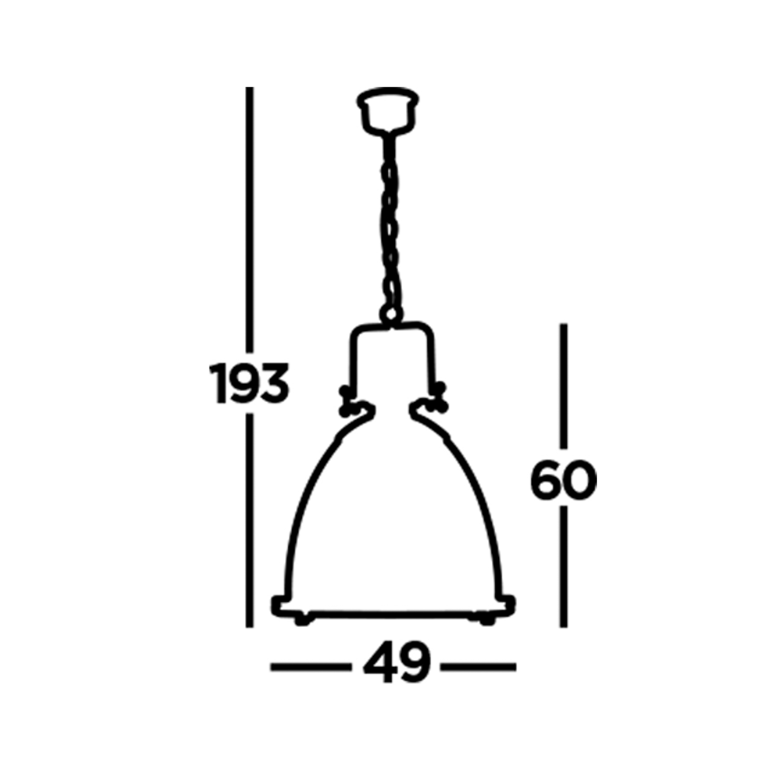 Industriell hengelampe, messingfarget/klar, glass, E27