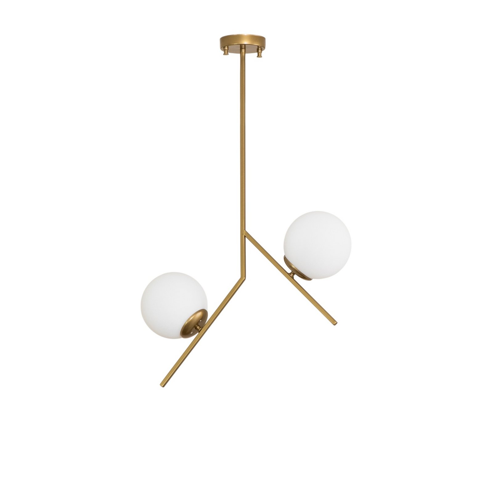 Dolunay pendant light, 43 cm long, 2-bulb, gold-coloured, E27