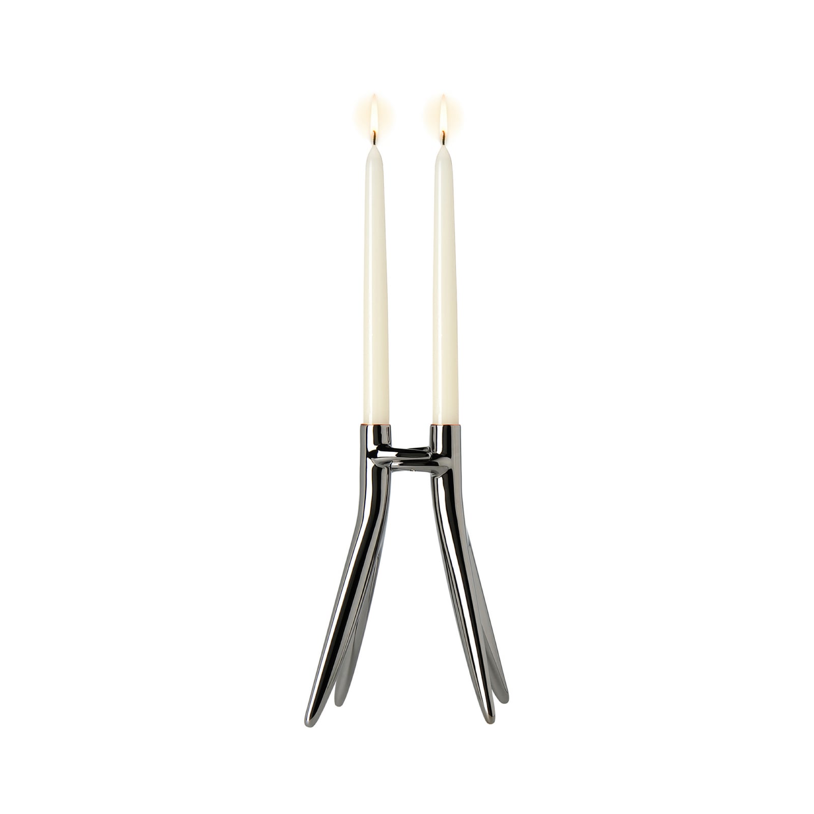 Abbracciaio candle holder, silver, height 25 cm, aluminium - Kartell